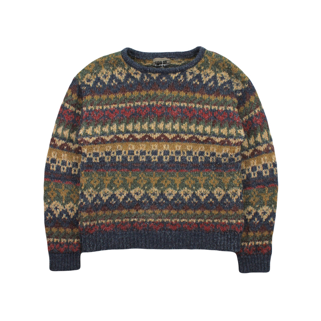 Vintage Urban Life Pattern Knit Sweater S