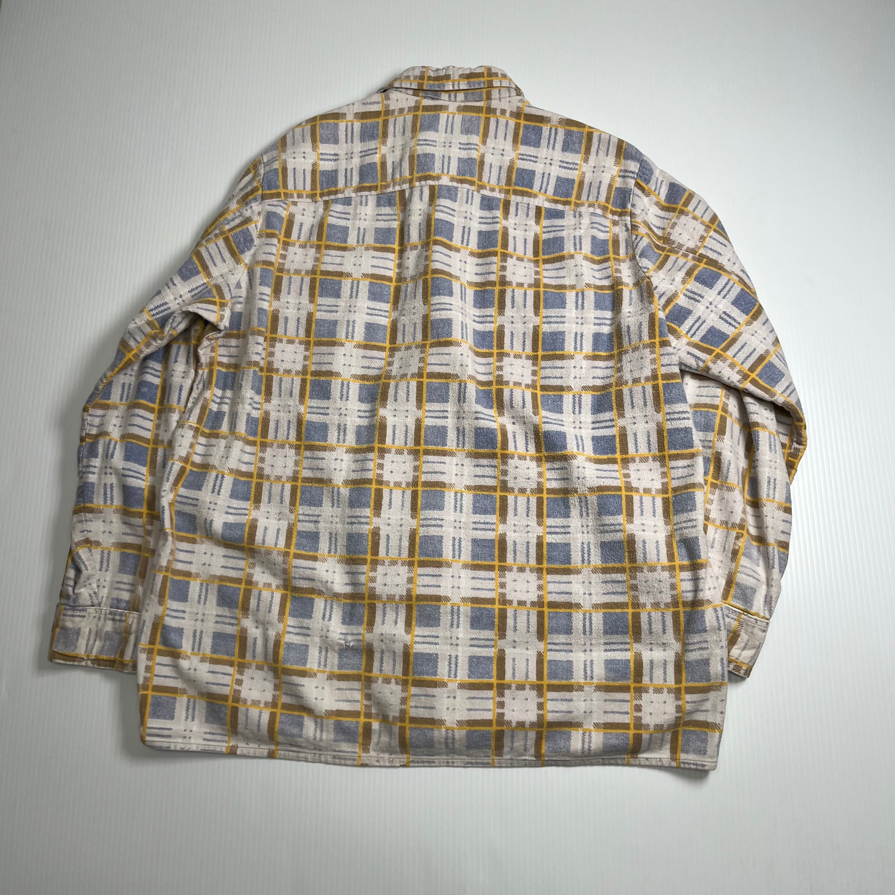Vintage Faded Plaid Button-Up Flannel Shirt L