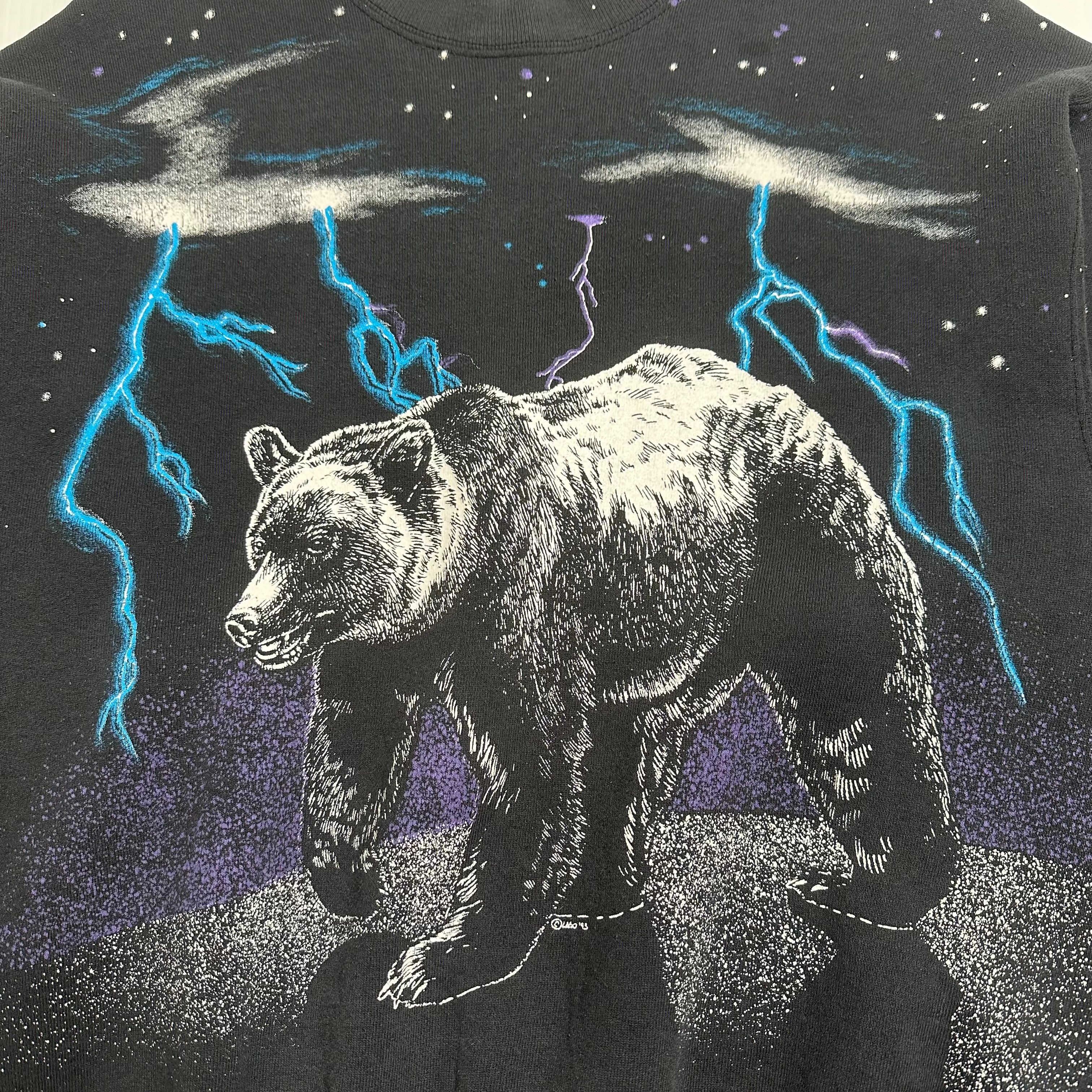 Vintage Lightning Bear AOP Crewneck L