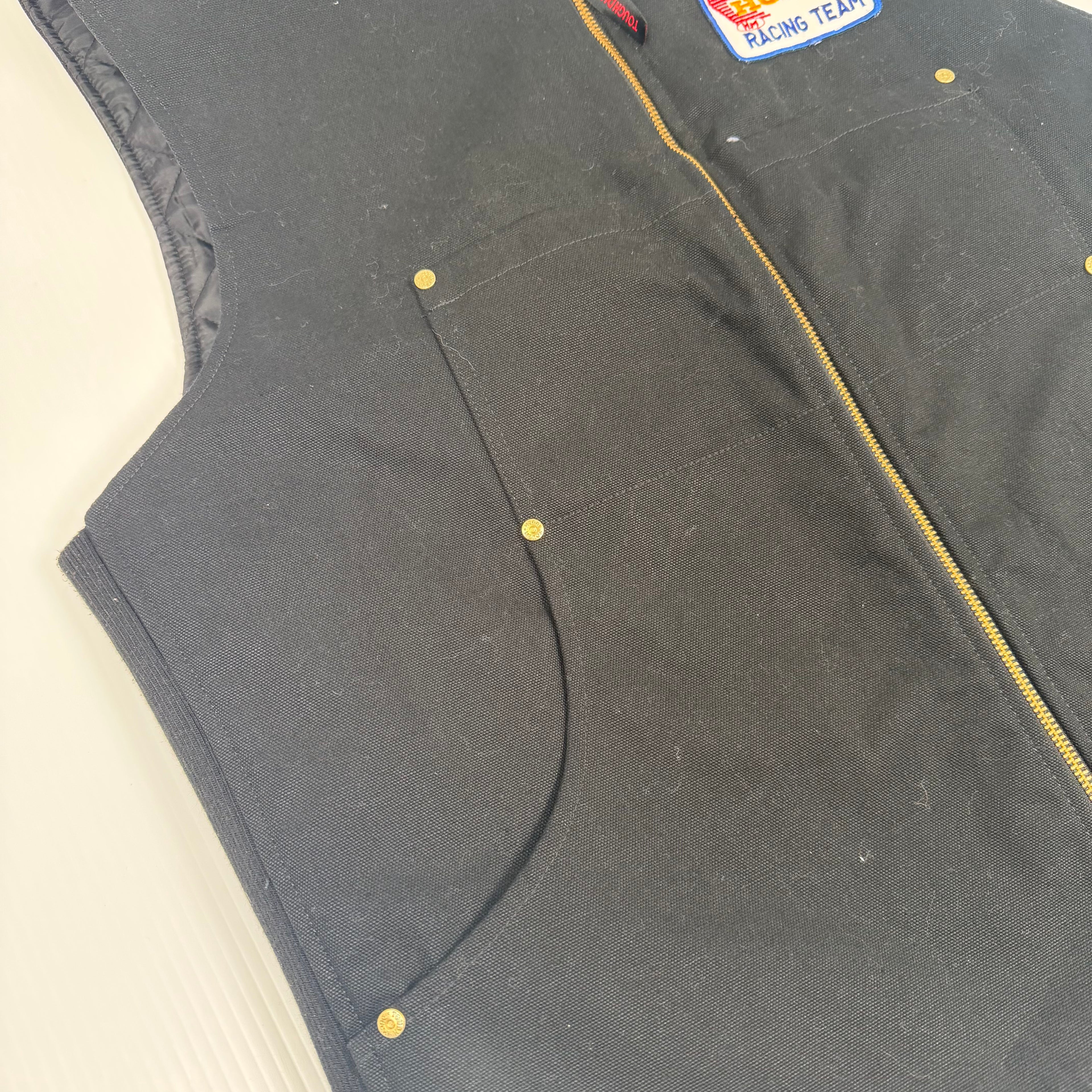 Vintage Tough Duck Honda Racing Patch Work Vest L