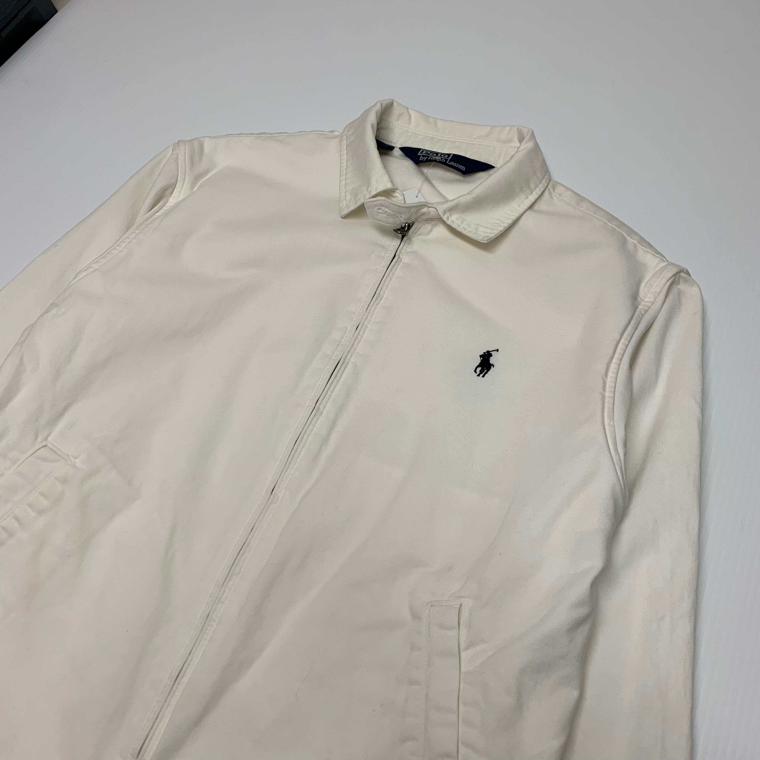 90s White Polo Harrington Jacket L