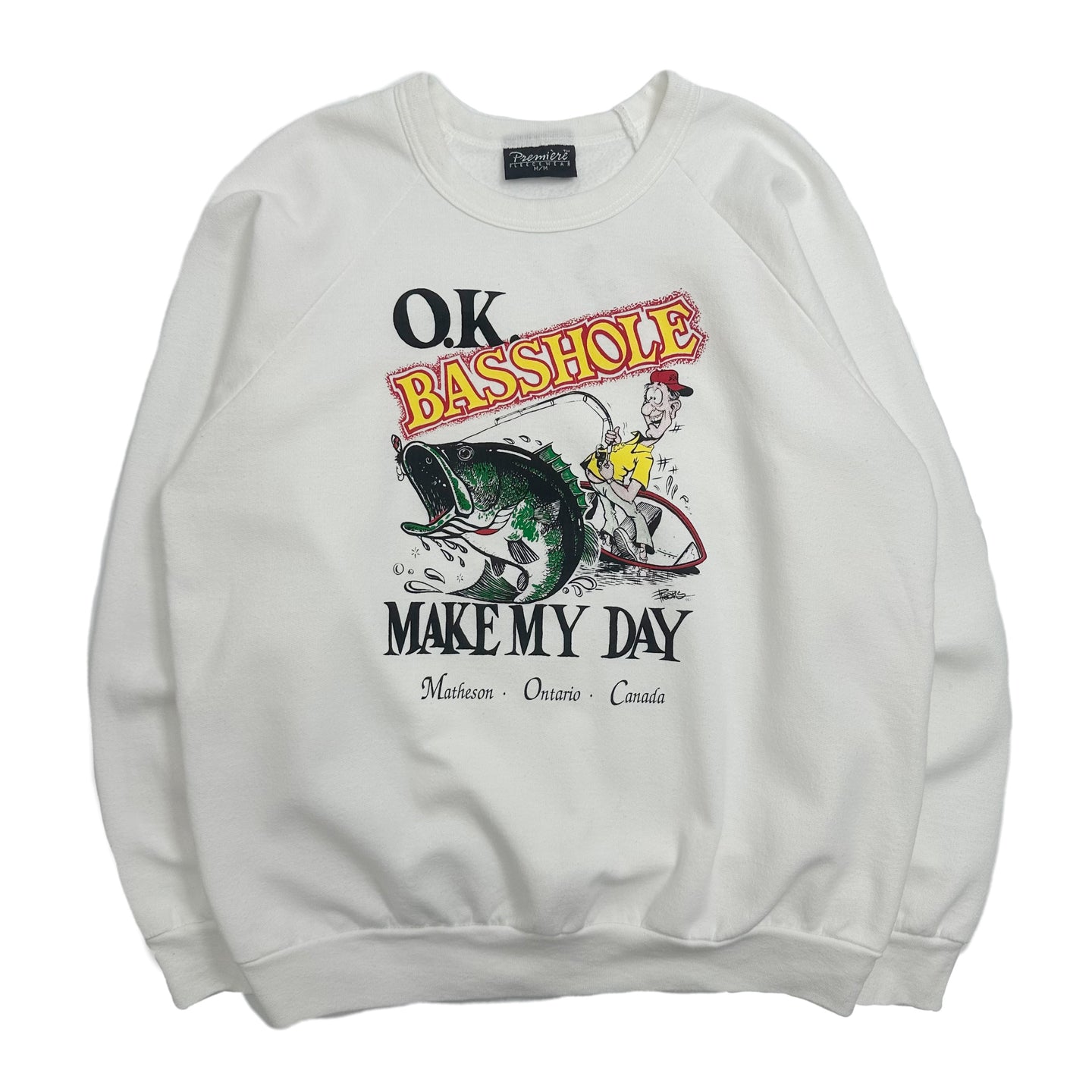 Vintage Basshole Fishing Ontario Canada Crewneck M