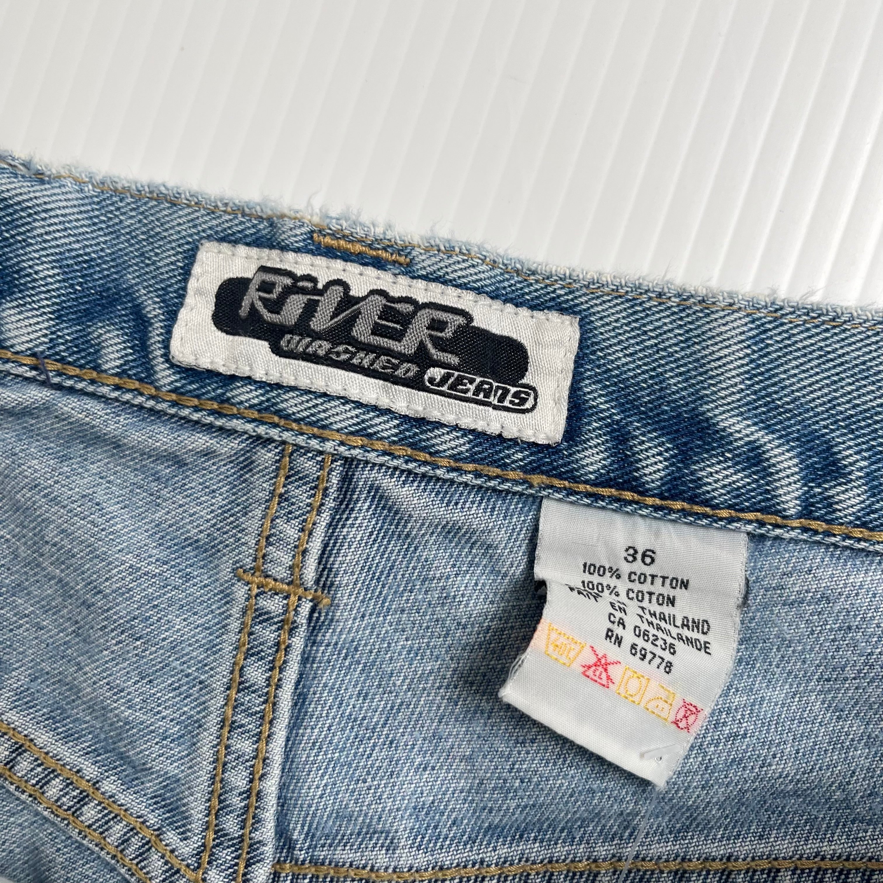 Vintage River Washed Jeans Light Wash Denim Shorts 36