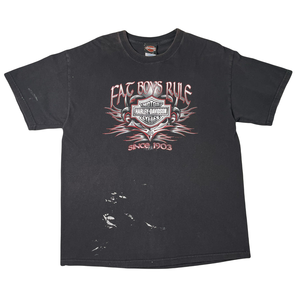 Harley Davidson Fat Boys Rule Red Deer Alberta Tee L