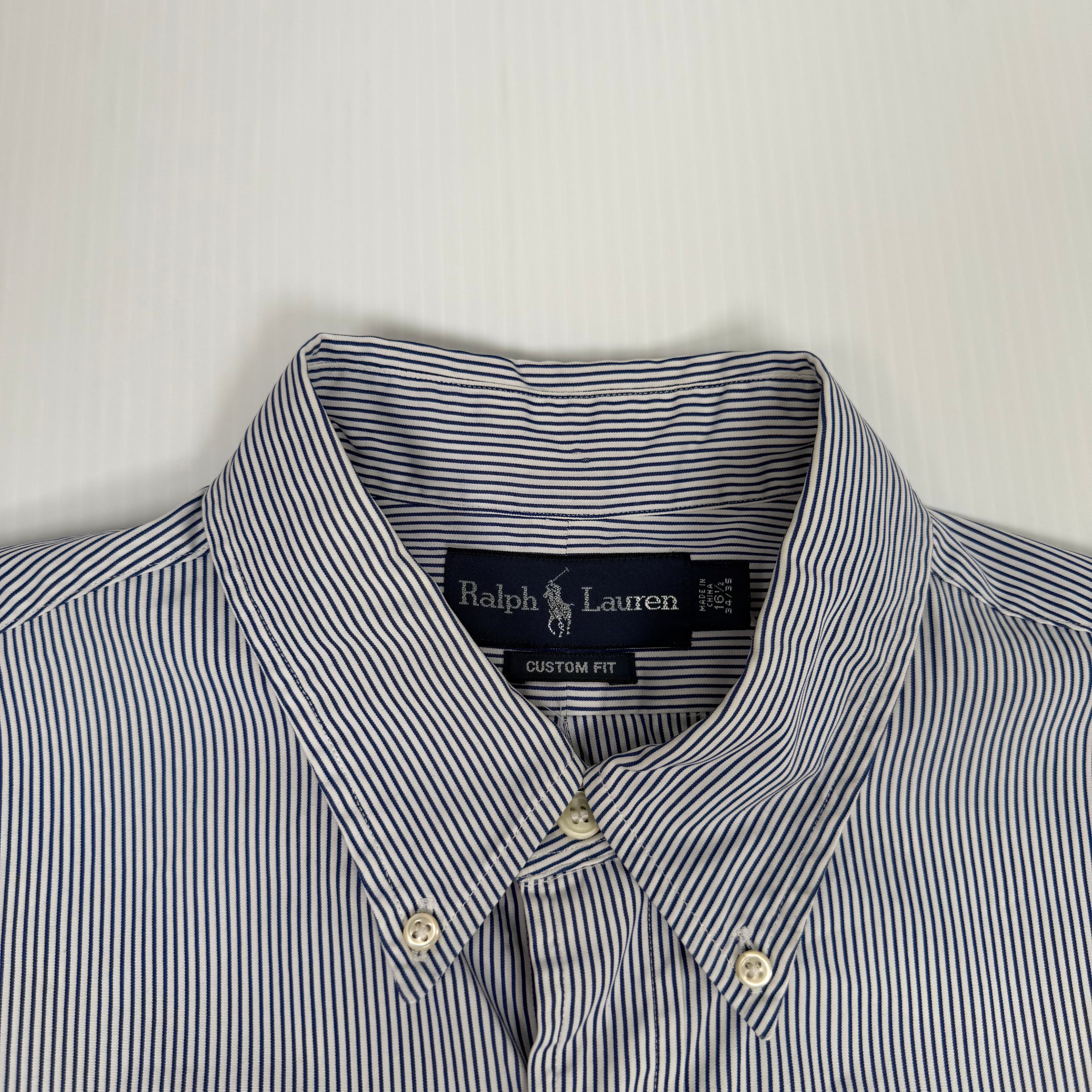 Vintage Ralph Lauren Pinstripe Short Sleeve Button Up Shirt XL