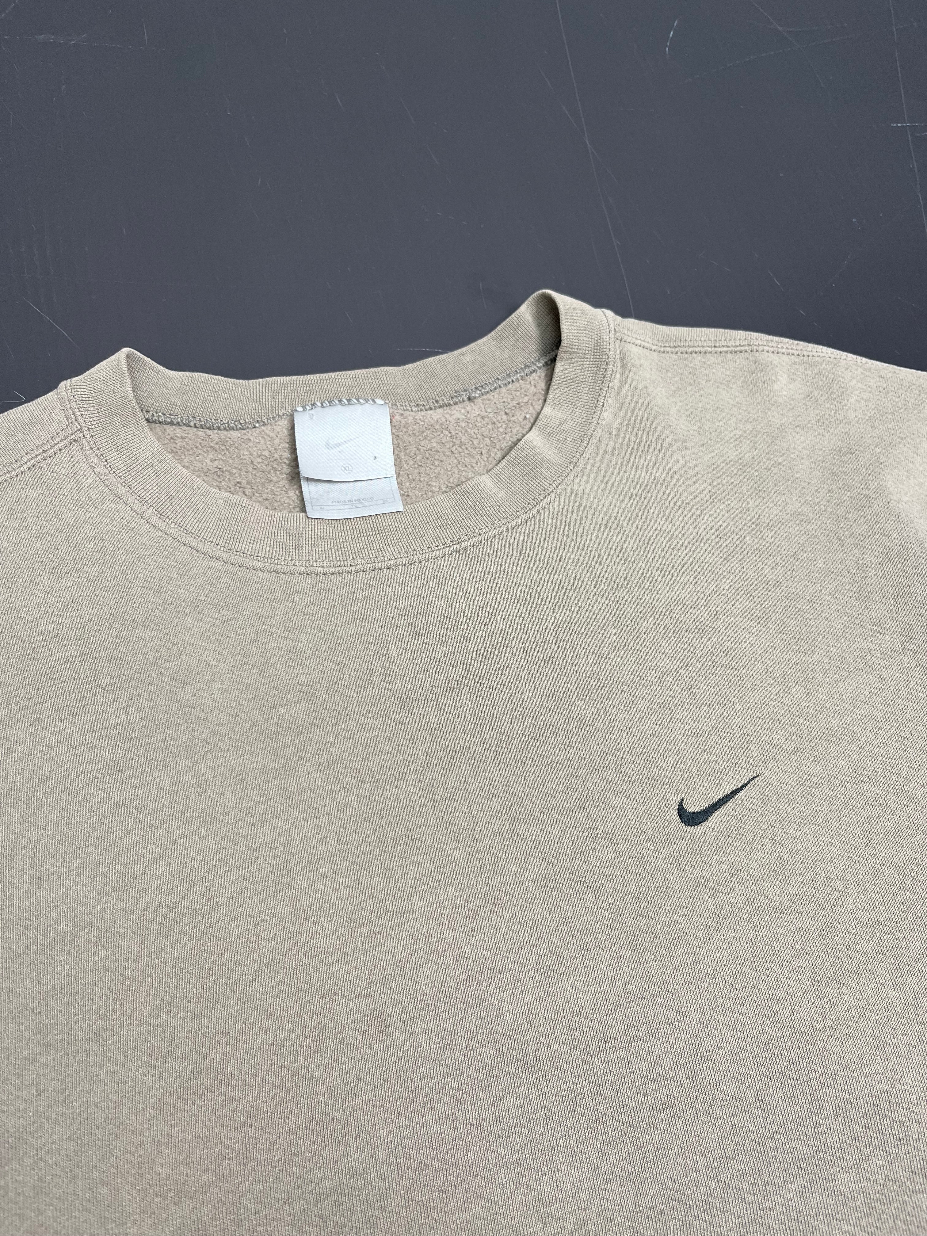 Y2K Nike Washed Brown Swoosh Crewneck XL