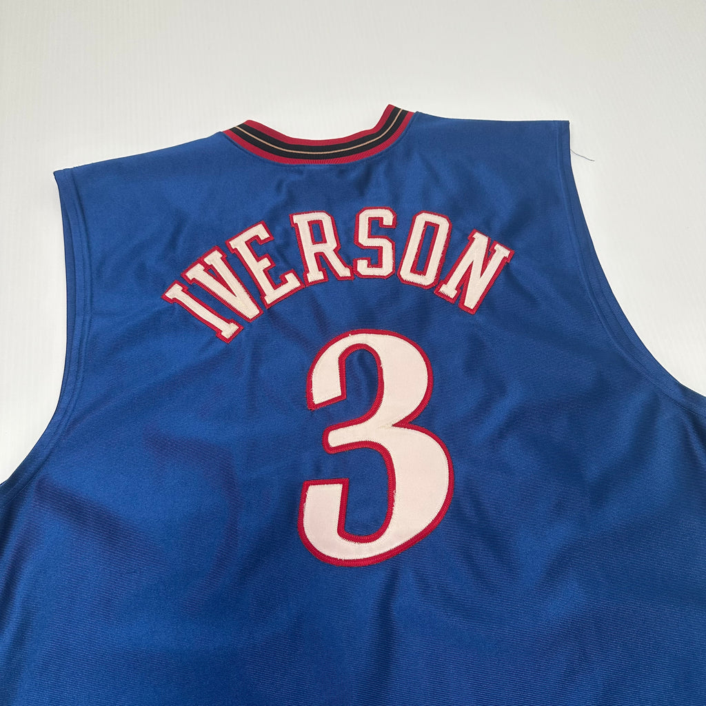 Vintage Champion Philadelphia Sixers Allen Iverson Authentic Jersey XL