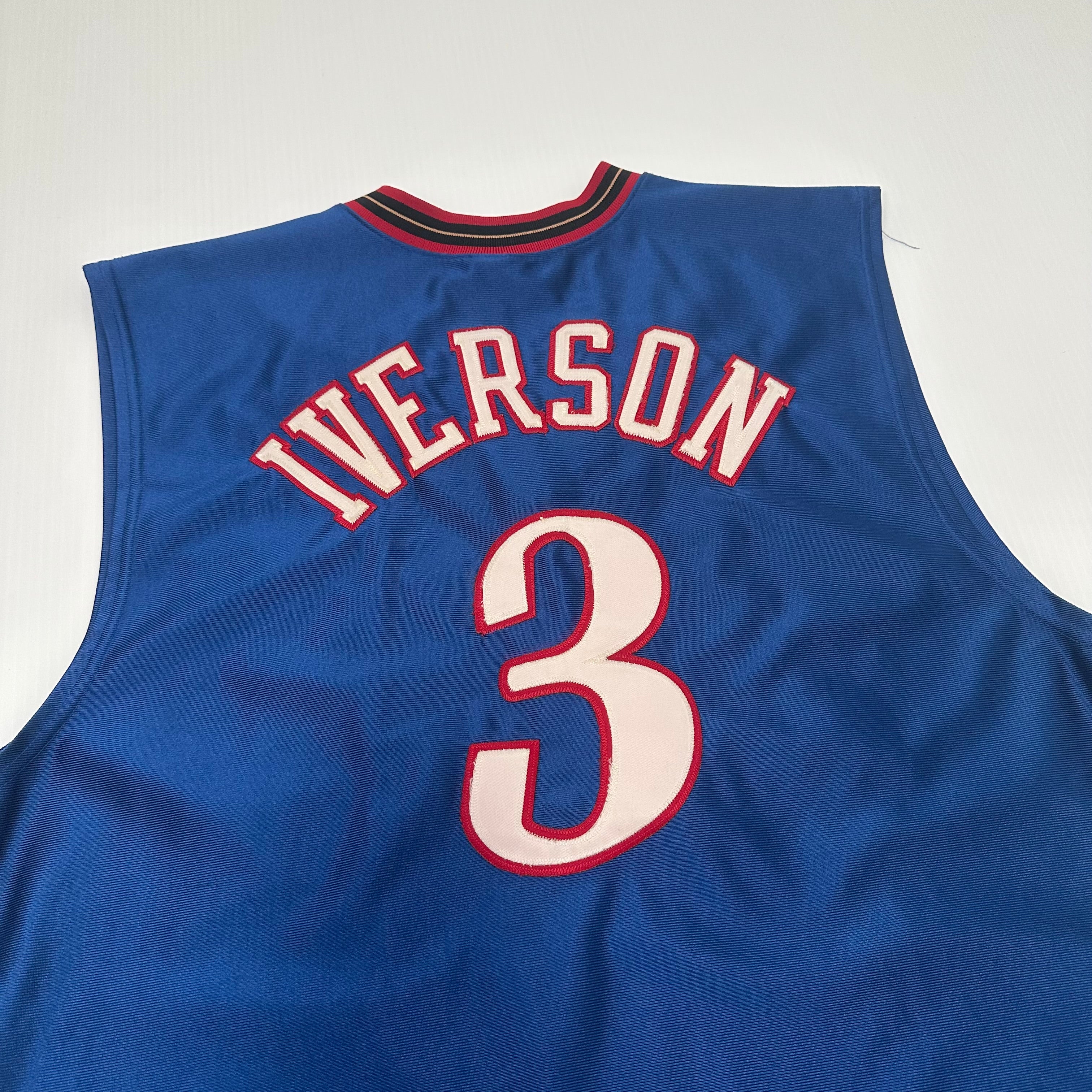 Vintage Champion Philadelphia Sixers Allen Iverson Authentic Jersey XL