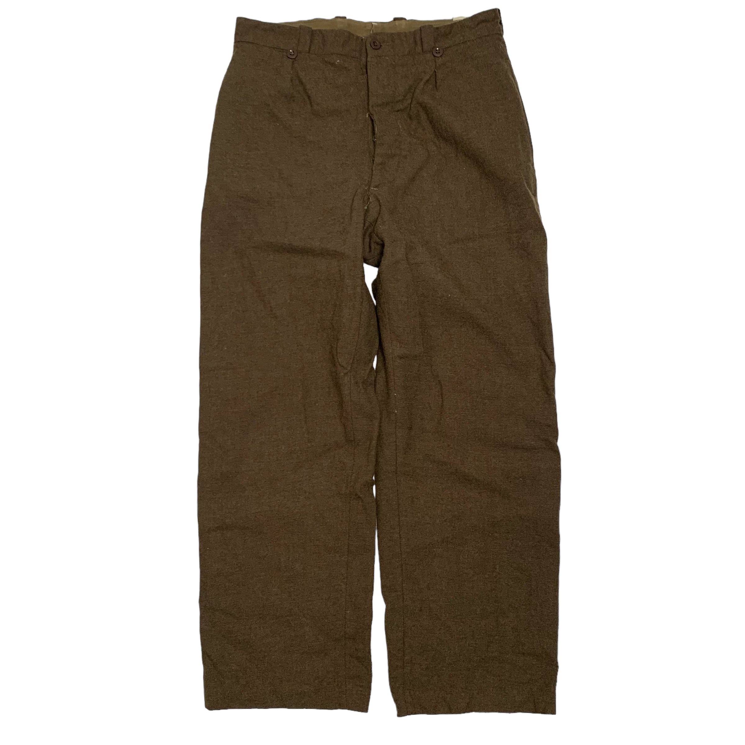 80s Lavaur Brown Wool Military Pants 32
