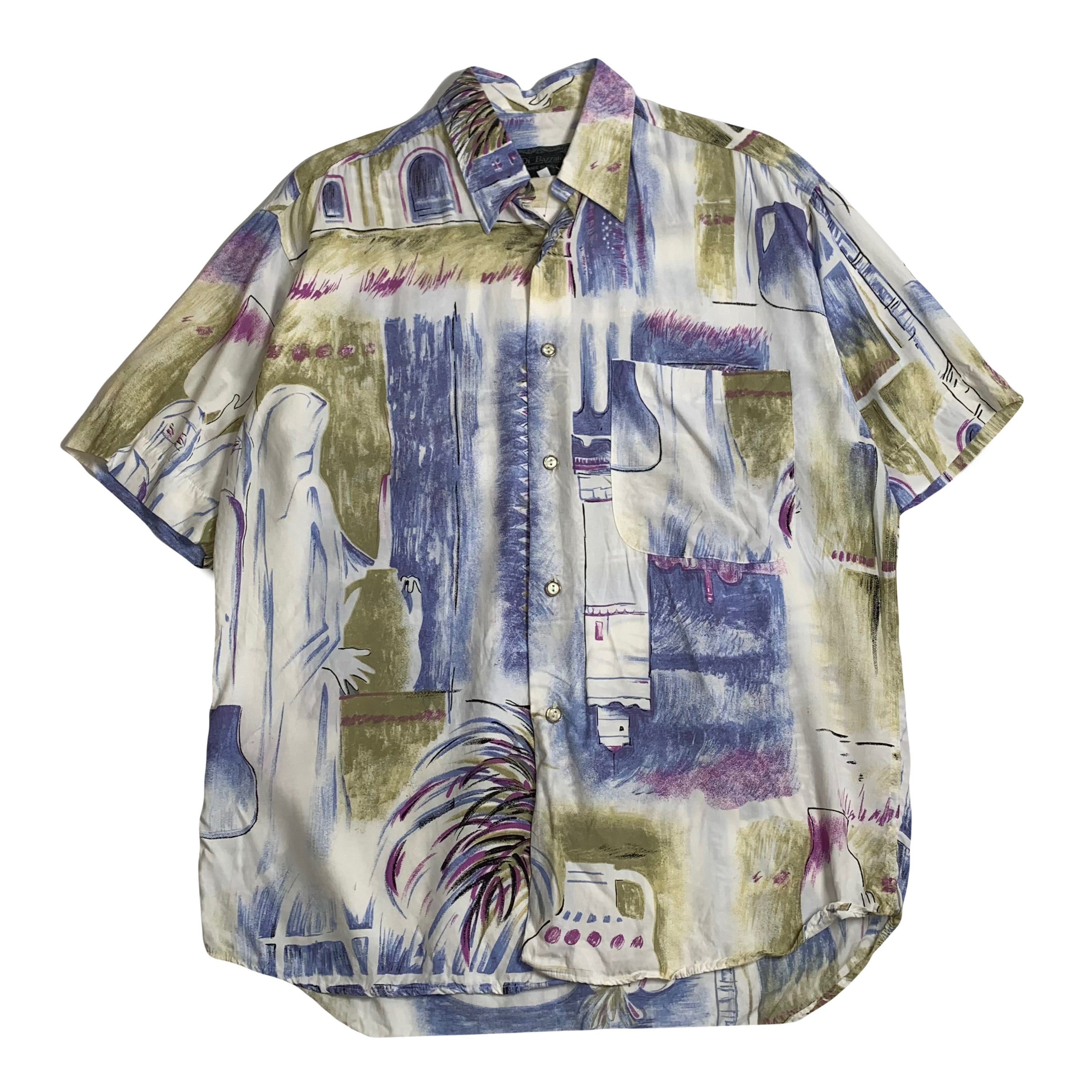 Vintage Di Bazzato Abstract Pattern Short Sleeve Button Up M