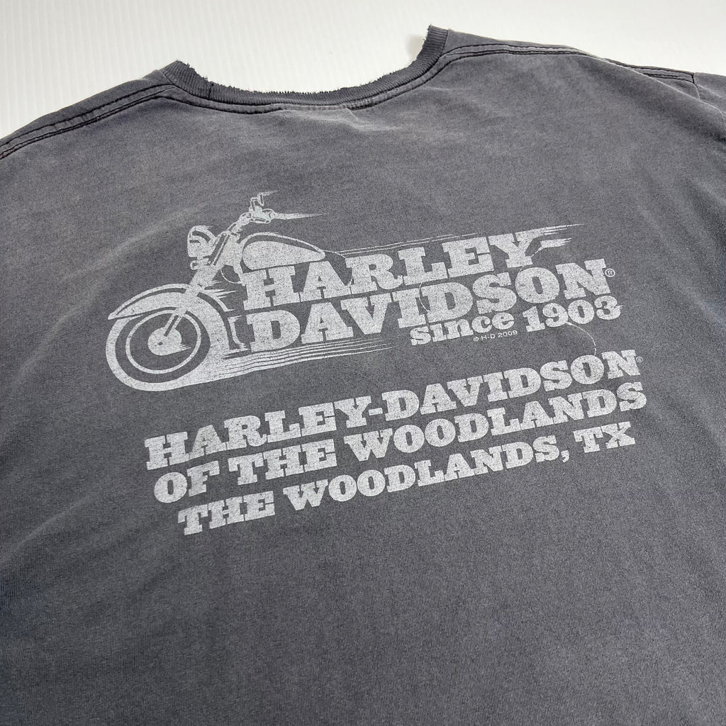 Harley Davidson Woodlands Texas Faded Graphic Tee L