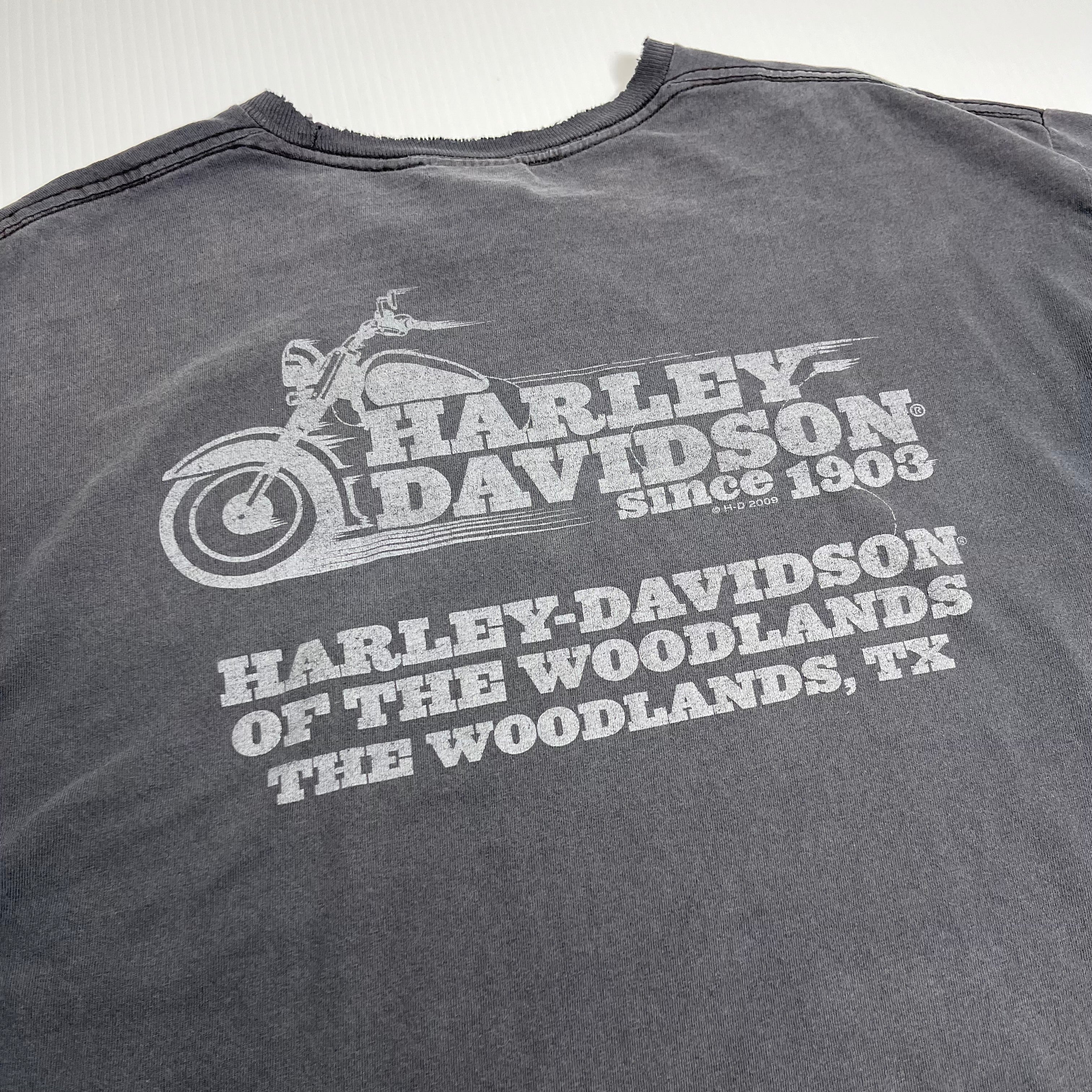 Harley Davidson Woodlands Texas Faded Graphic Tee L