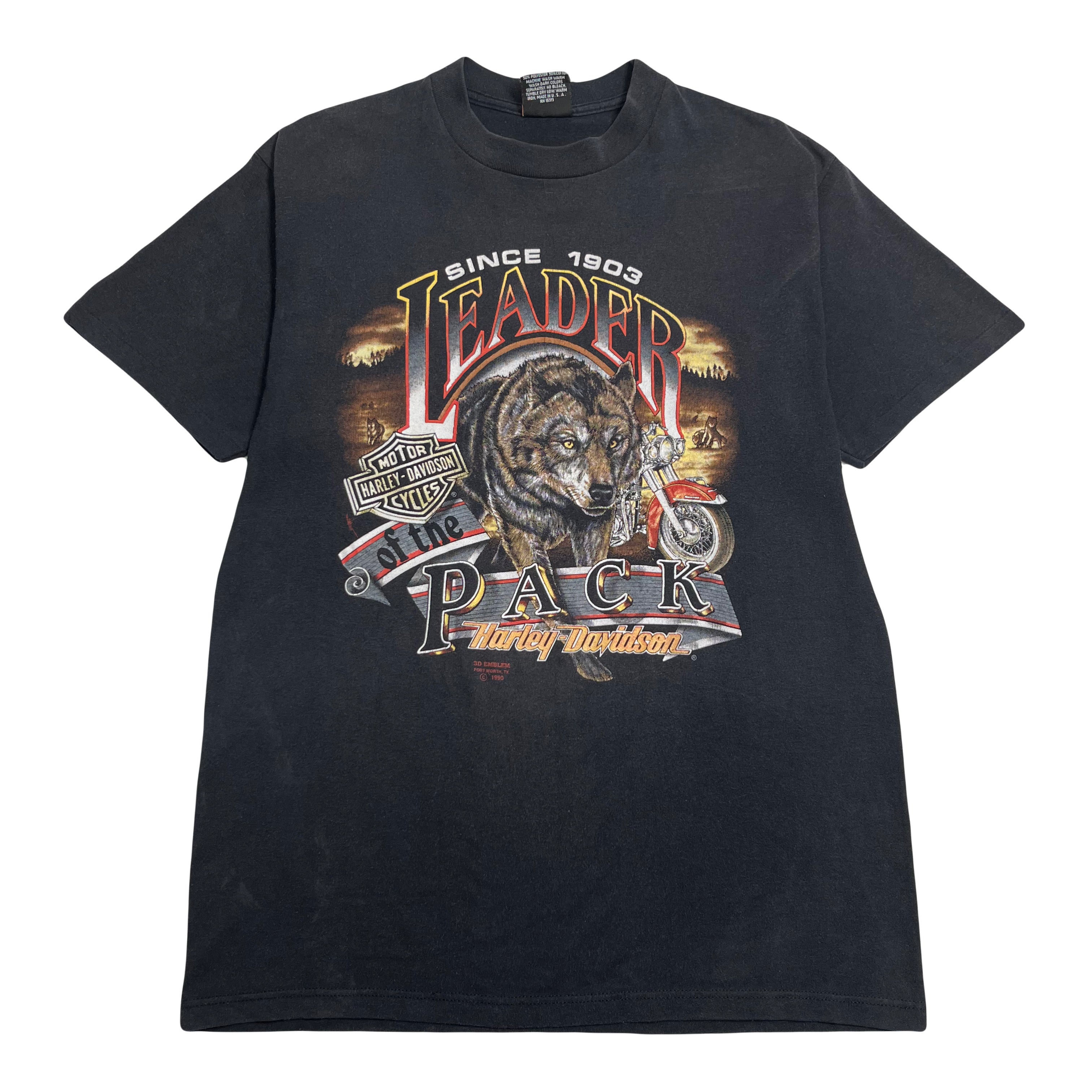 1990 Harley Davidson 3D Emblem Leader of the Pack Tee L