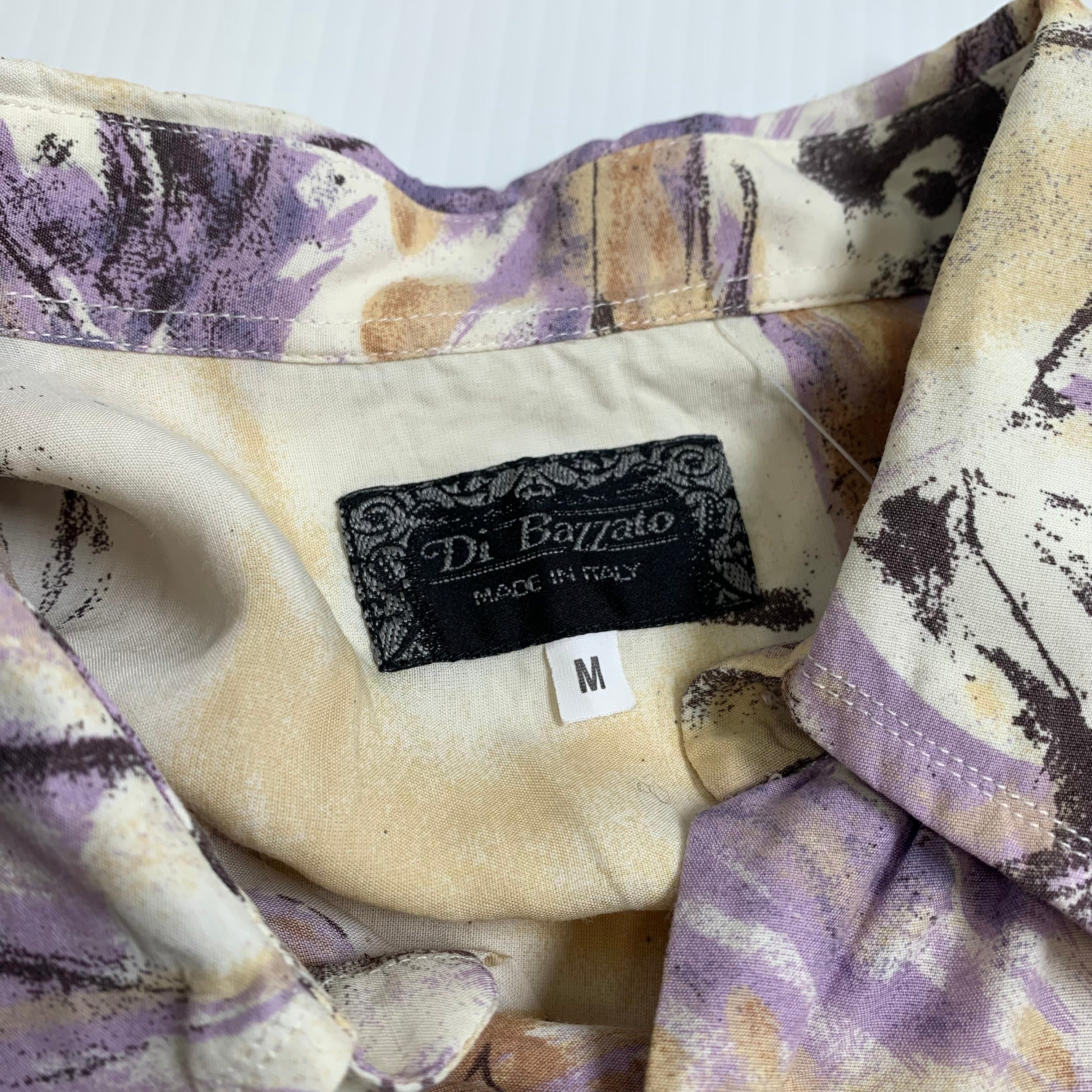 Vintage Di Bazzato Art Pattern Short Sleeve Button Up M