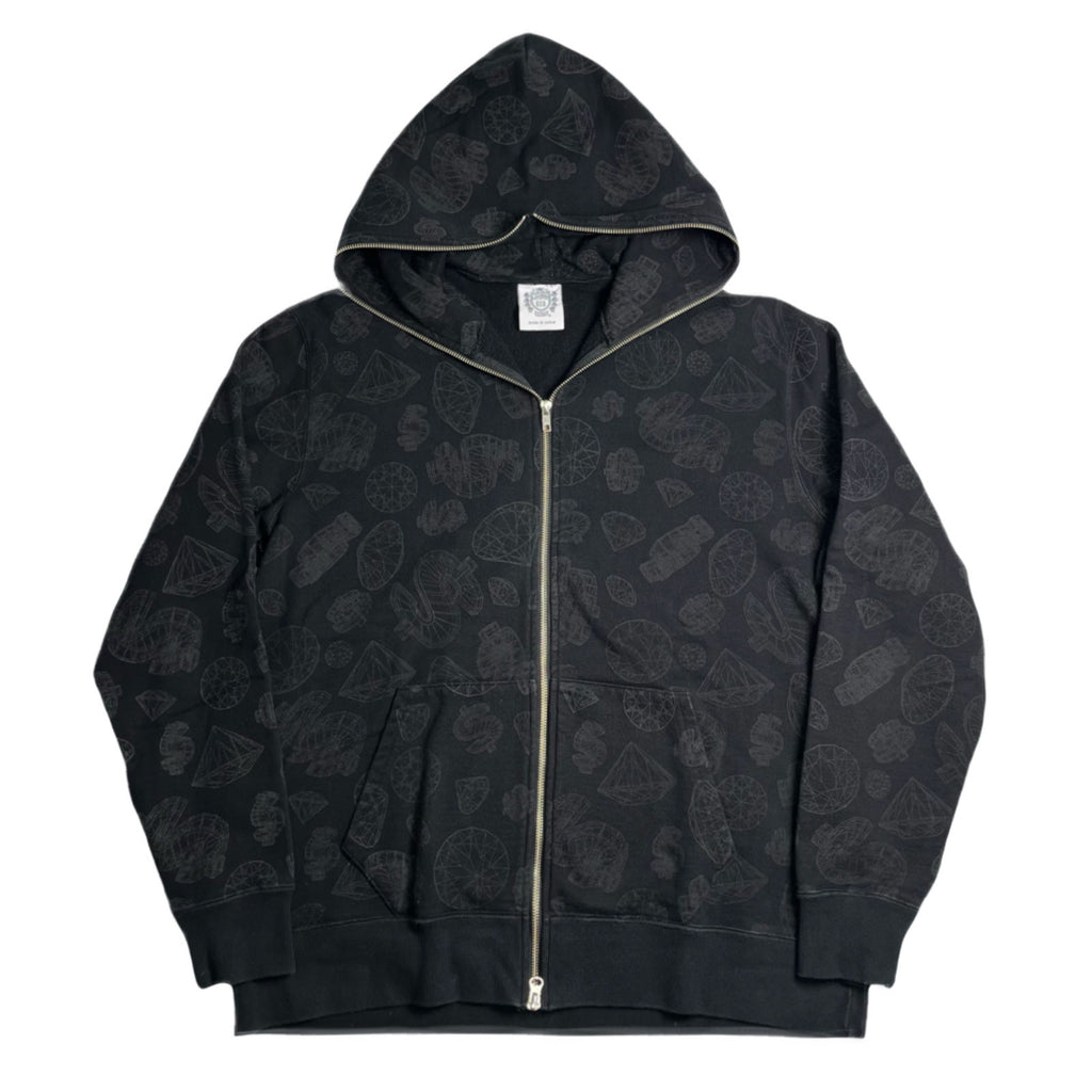 Ice Cream Diamond Pattern Zip Hoodie XL