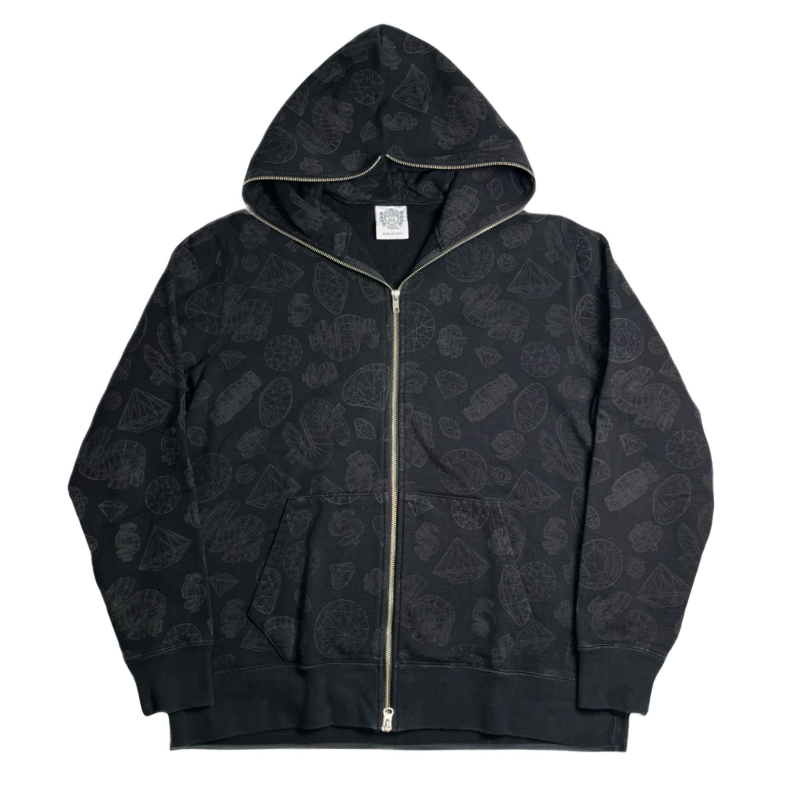 Ice Cream Diamond Pattern Zip Hoodie XL
