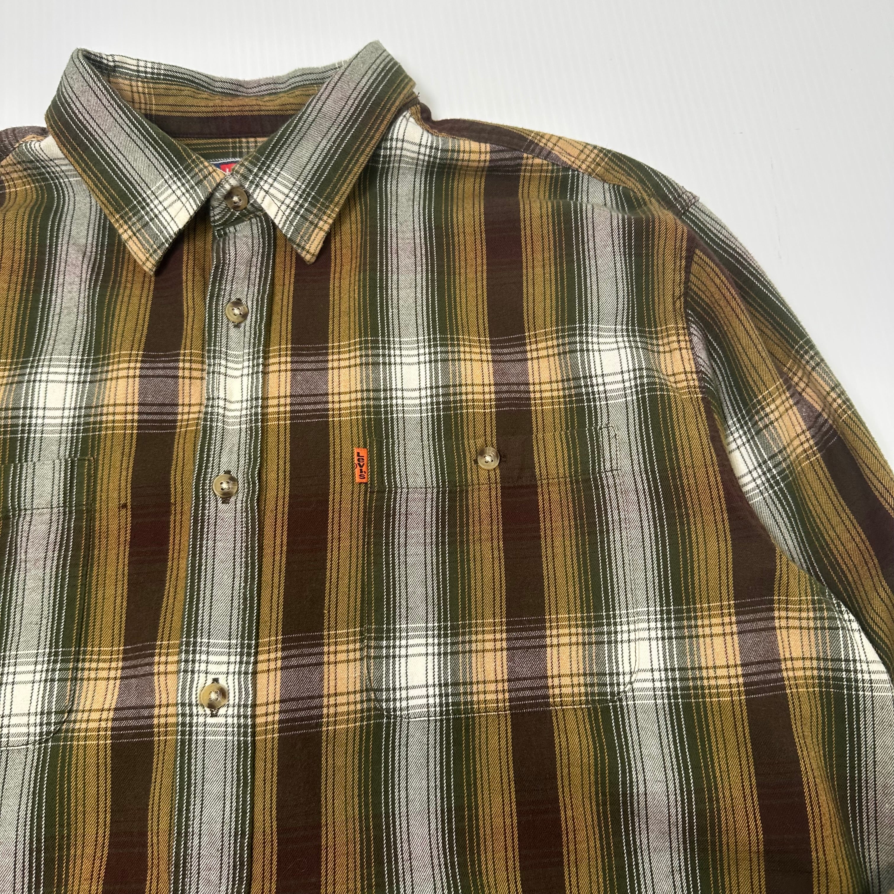 Vintage Levi's Plaid Orange Tab Button Up Shirt L