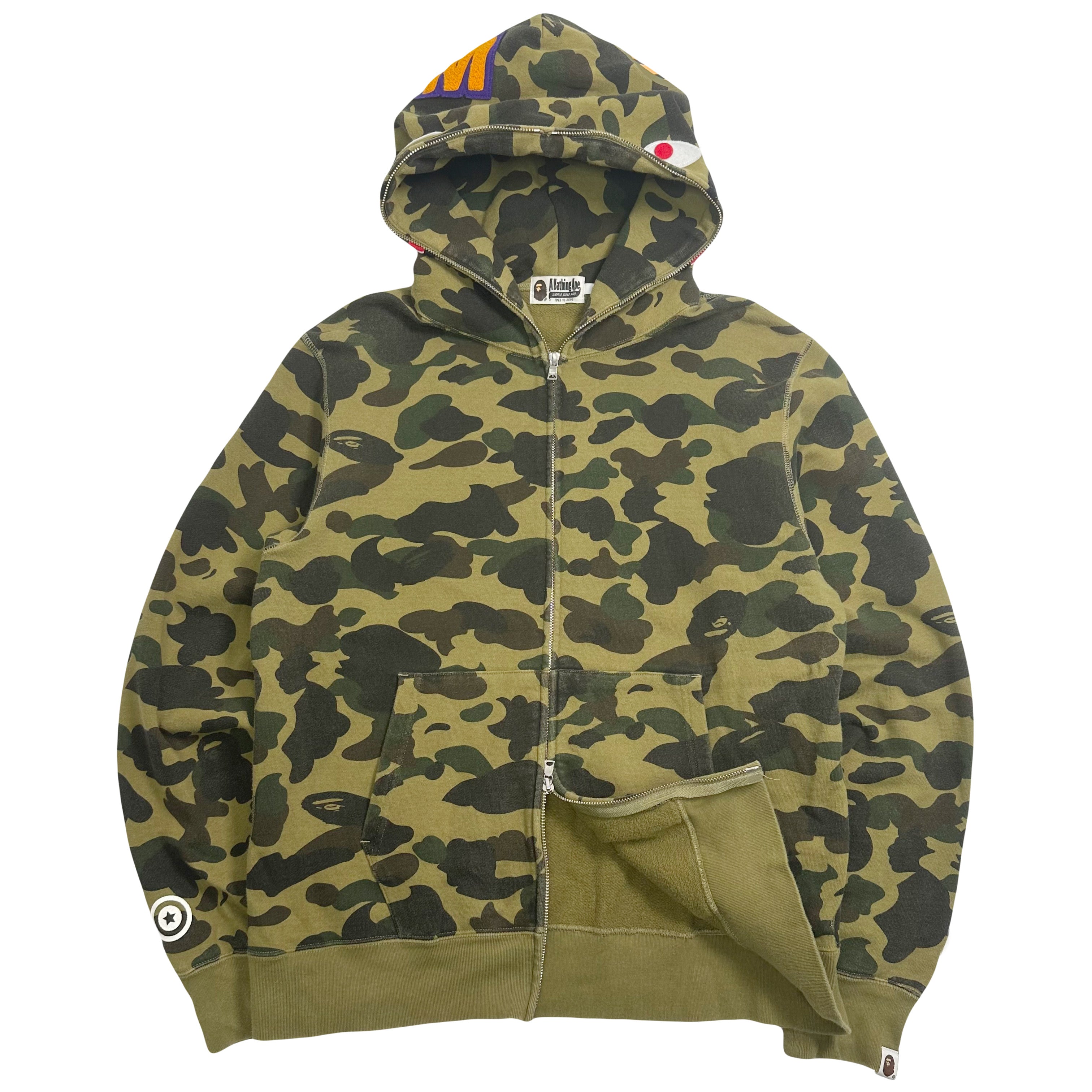 BAPE A Bathing Ape Shark Camo Zip Hoodie XL