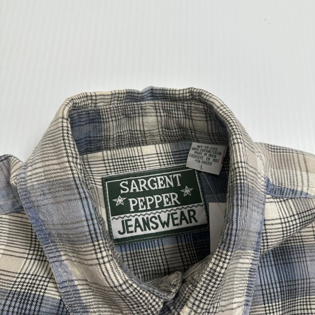 Vintage Sargent Pepper Plaid Short Sleeve Button Up L