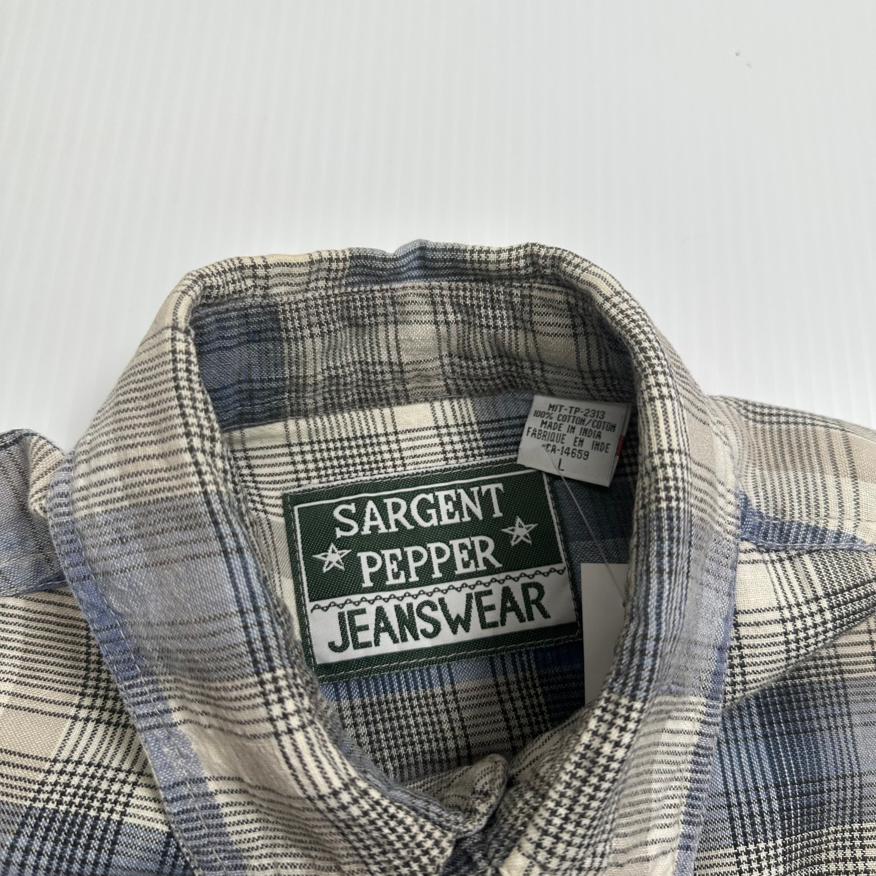 Vintage Sargent Pepper Plaid Short Sleeve Button Up L