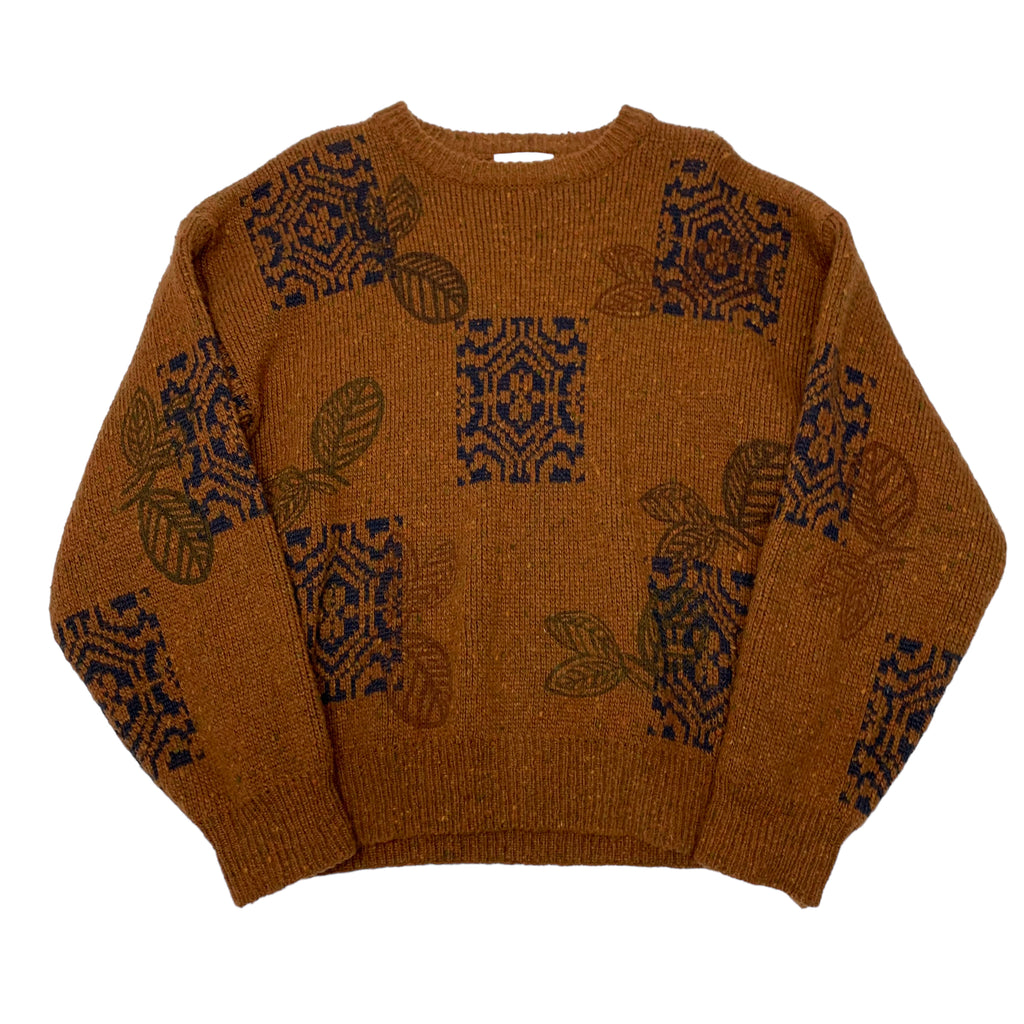 Vintage Focus Leaf Patterned Knit S
