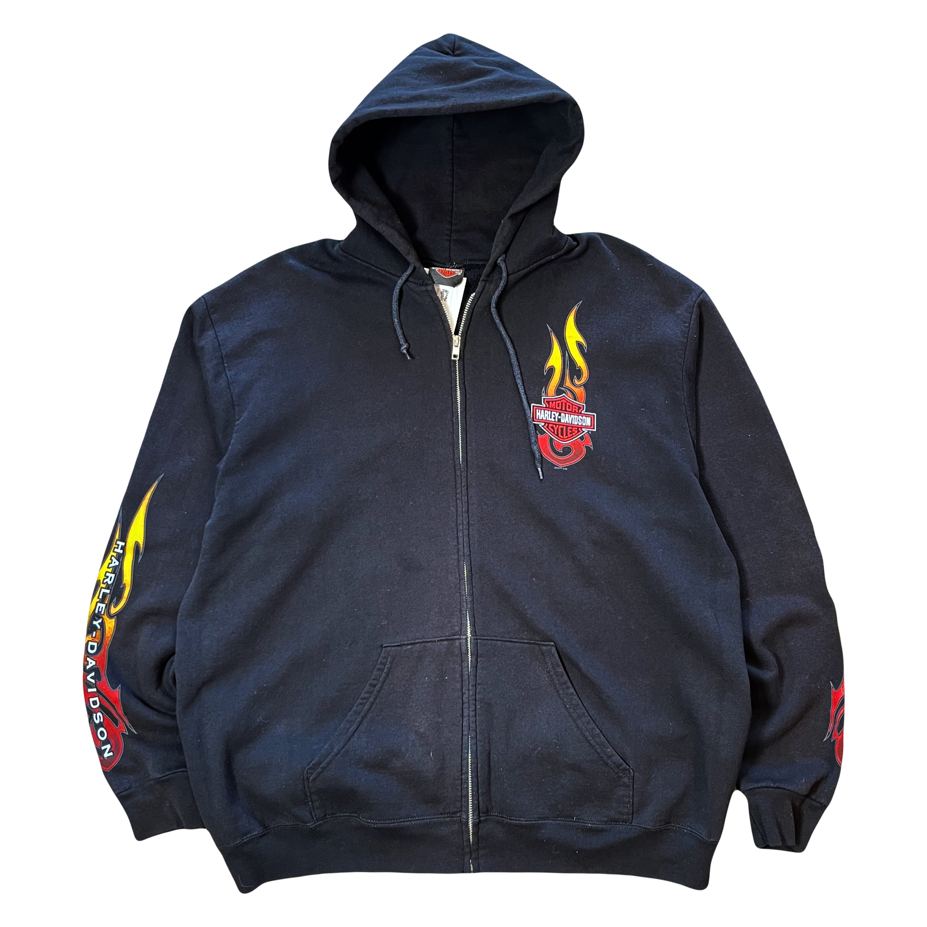 Vintage Harley Davidson Quebec Flames Zip Hoodie L