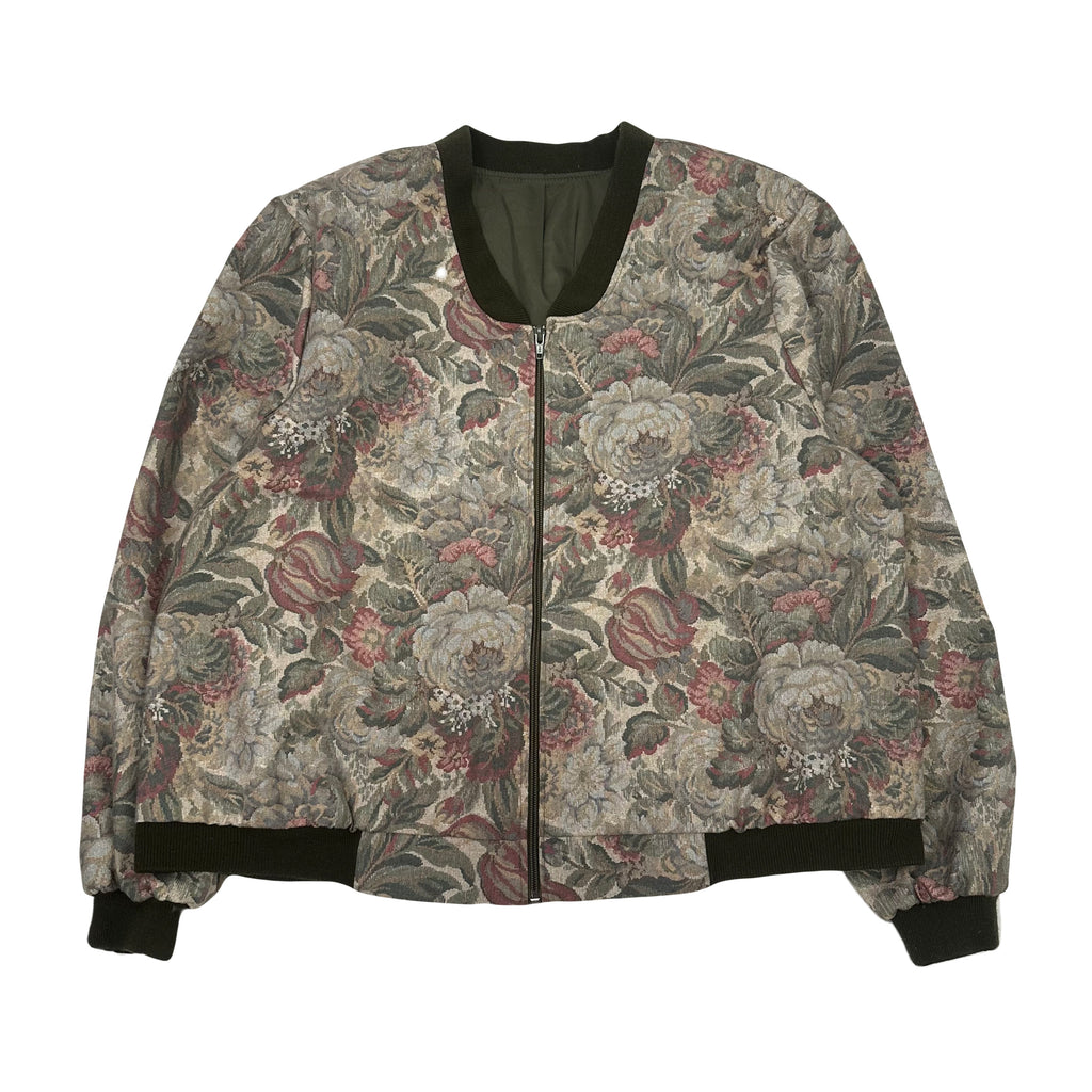 Vintage Floral Pattern Bomber Jacket Women's S