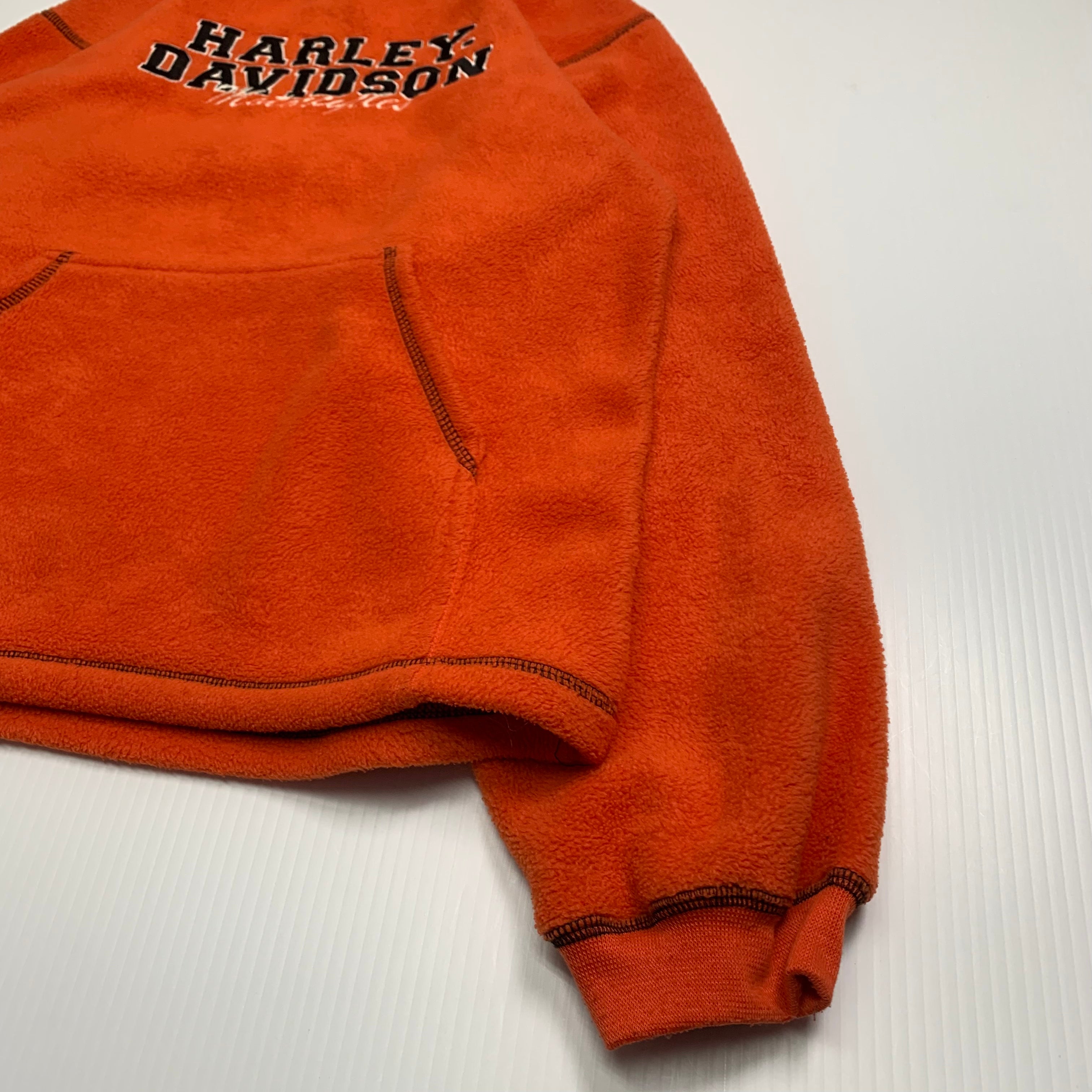 Harley Davidson Orange Fleece Hoodie L