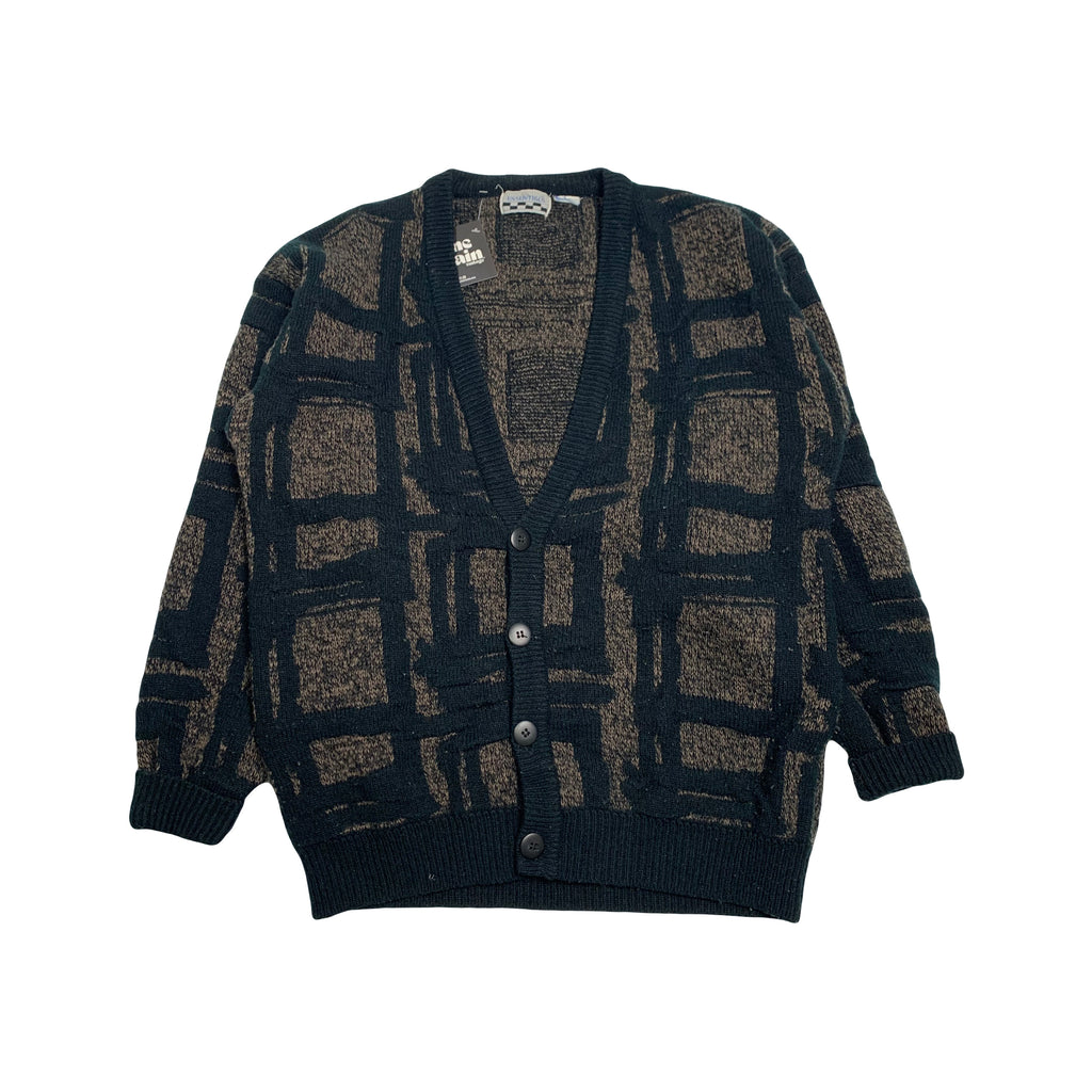 Vintage Patterned Knit Cardigan Sweater M
