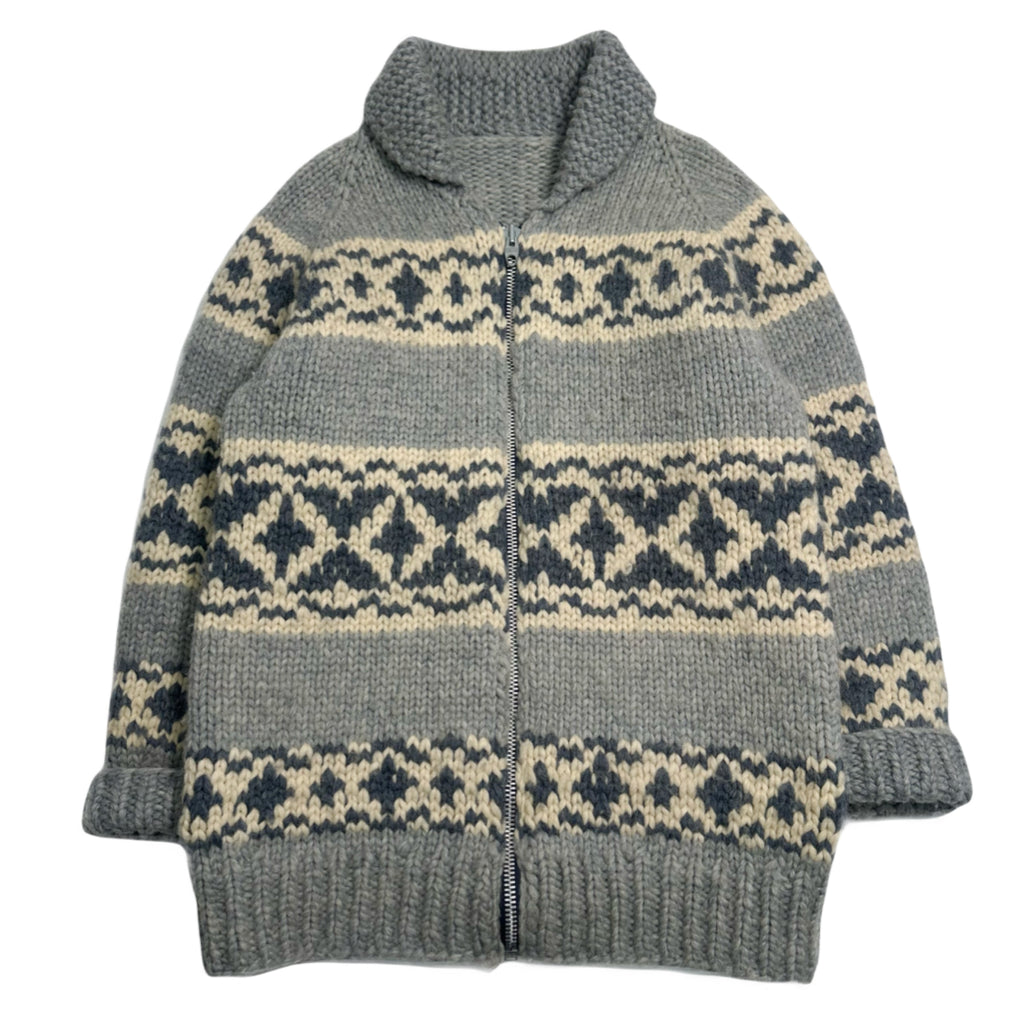 Vintage Cowichan Knit Pattern Sweater L