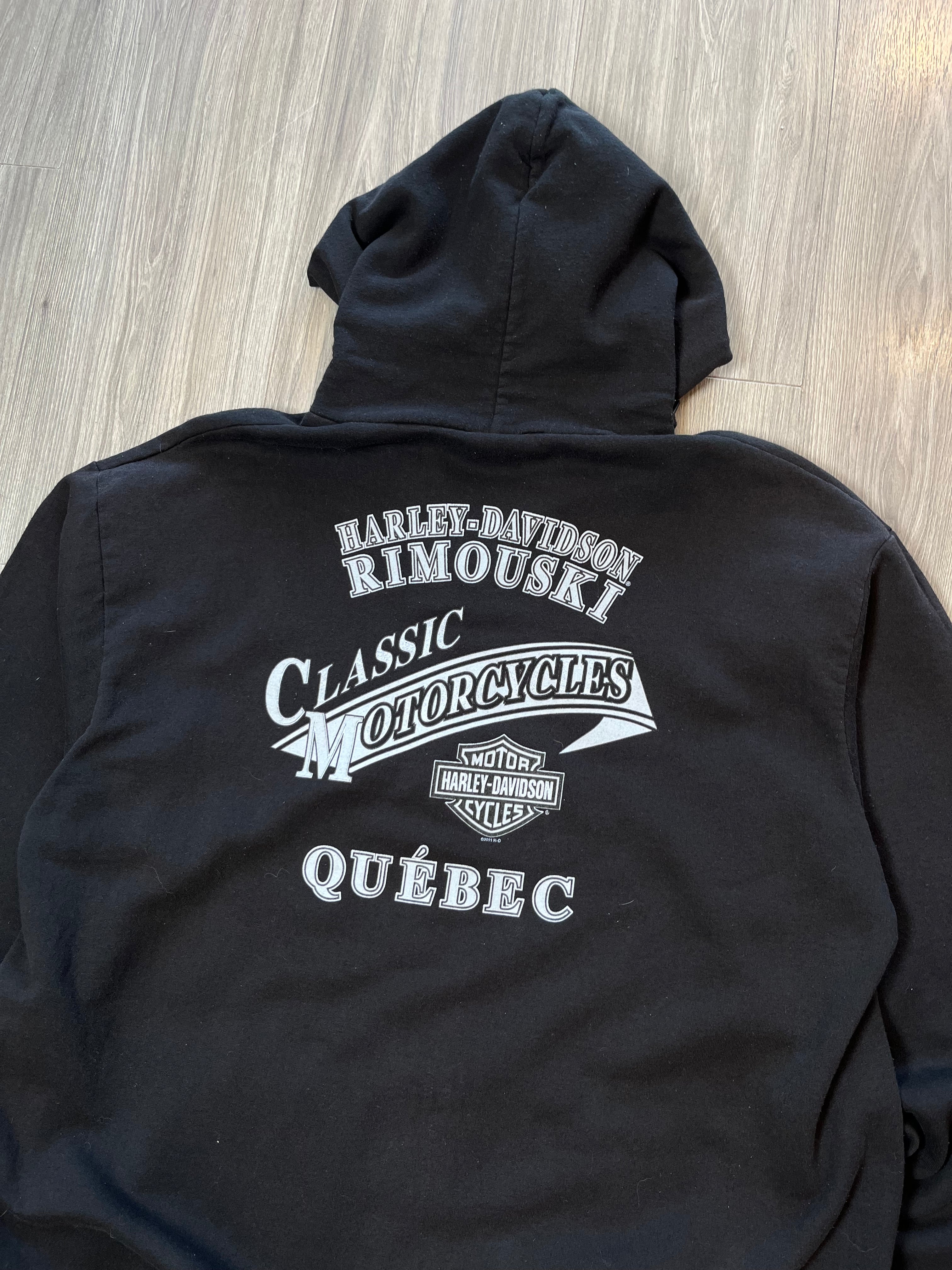 Vintage Harley Davidson Quebec Flames Zip Hoodie L
