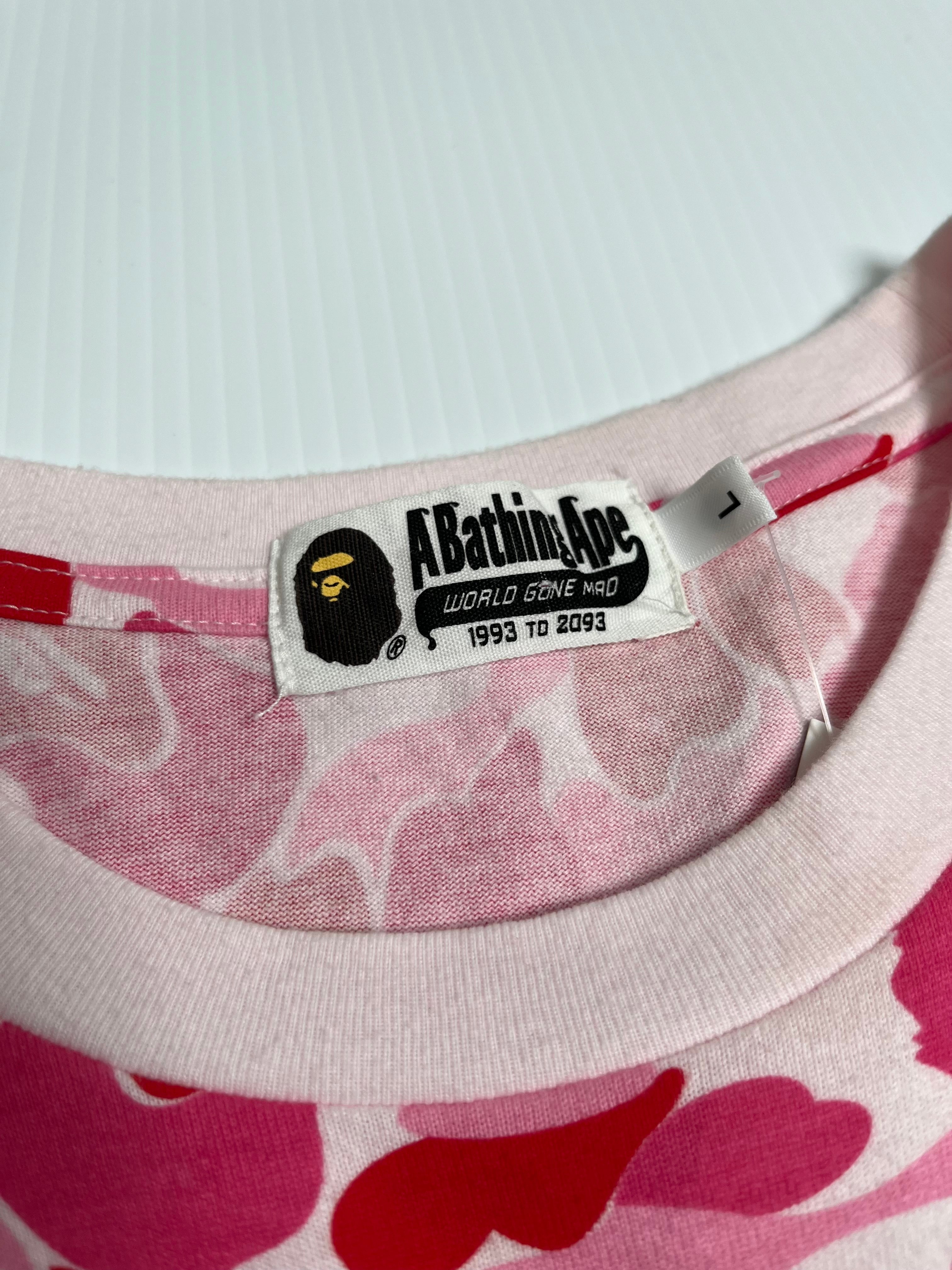 A Bathing Ape Pink Camo Shark Tee L