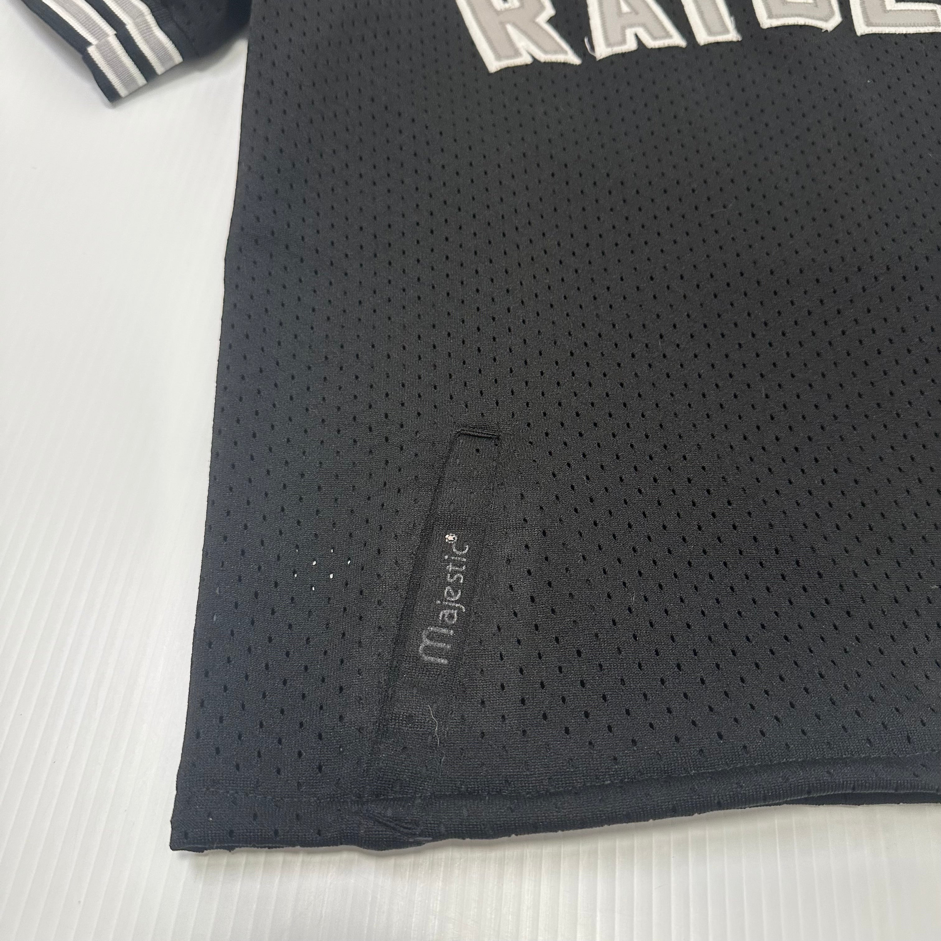 Vintage Majestic Oakland Raiders Mesh 1/4 Zip Jersey XL