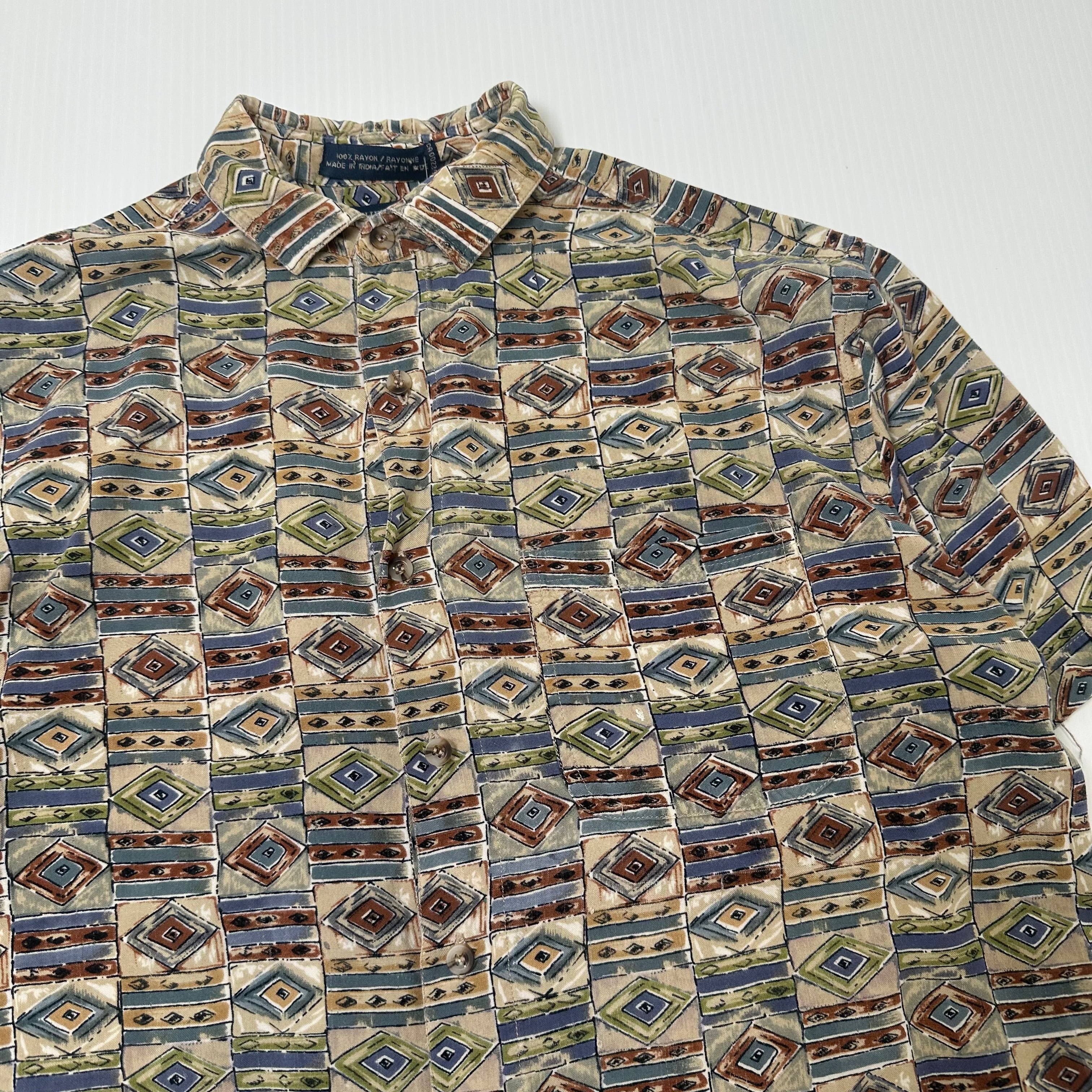 Vintage Christopher Rand Abstract Pattern Short Sleeve Button Up M