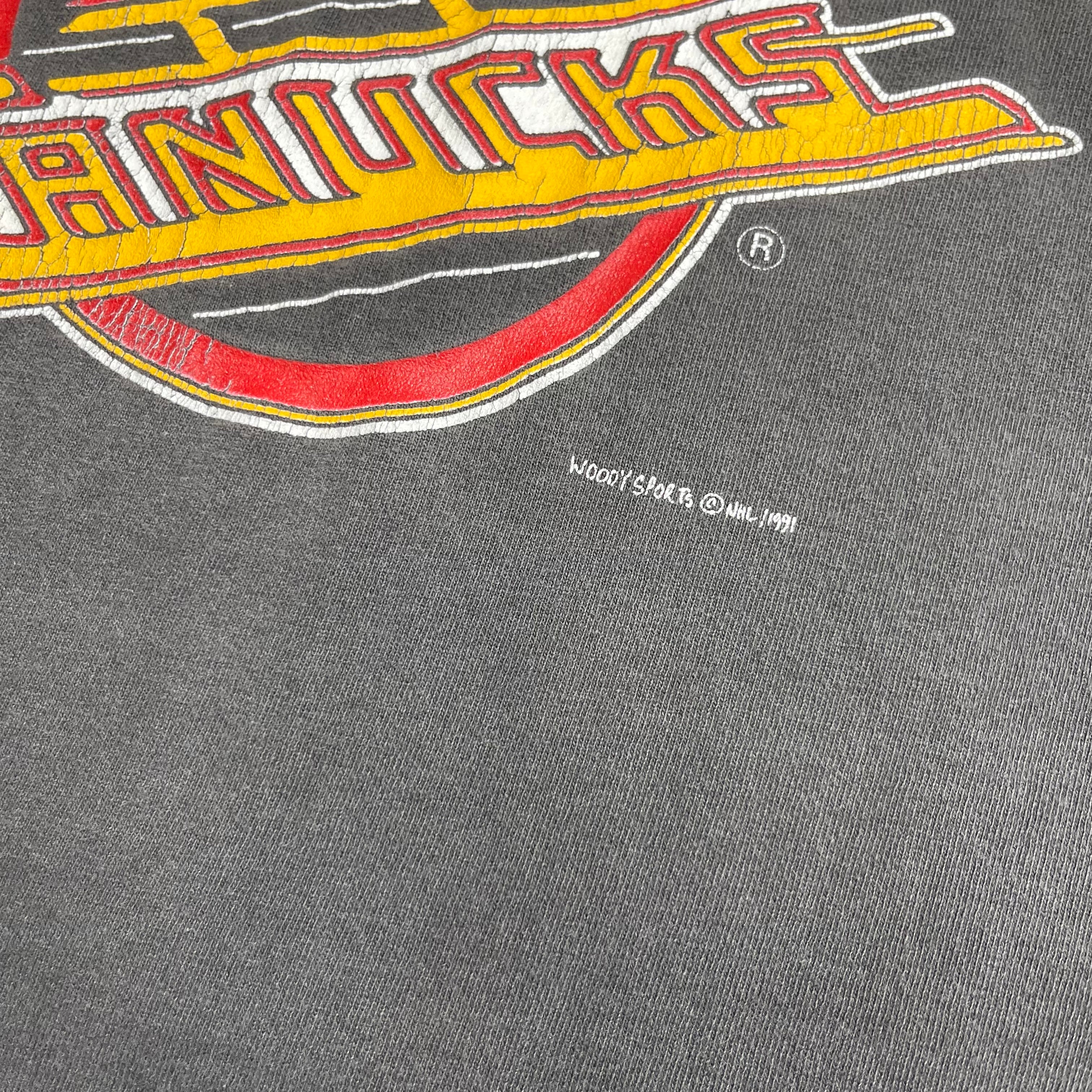 1991 Woody Sports Vancouver Canucks NHL Graphic Tee L
