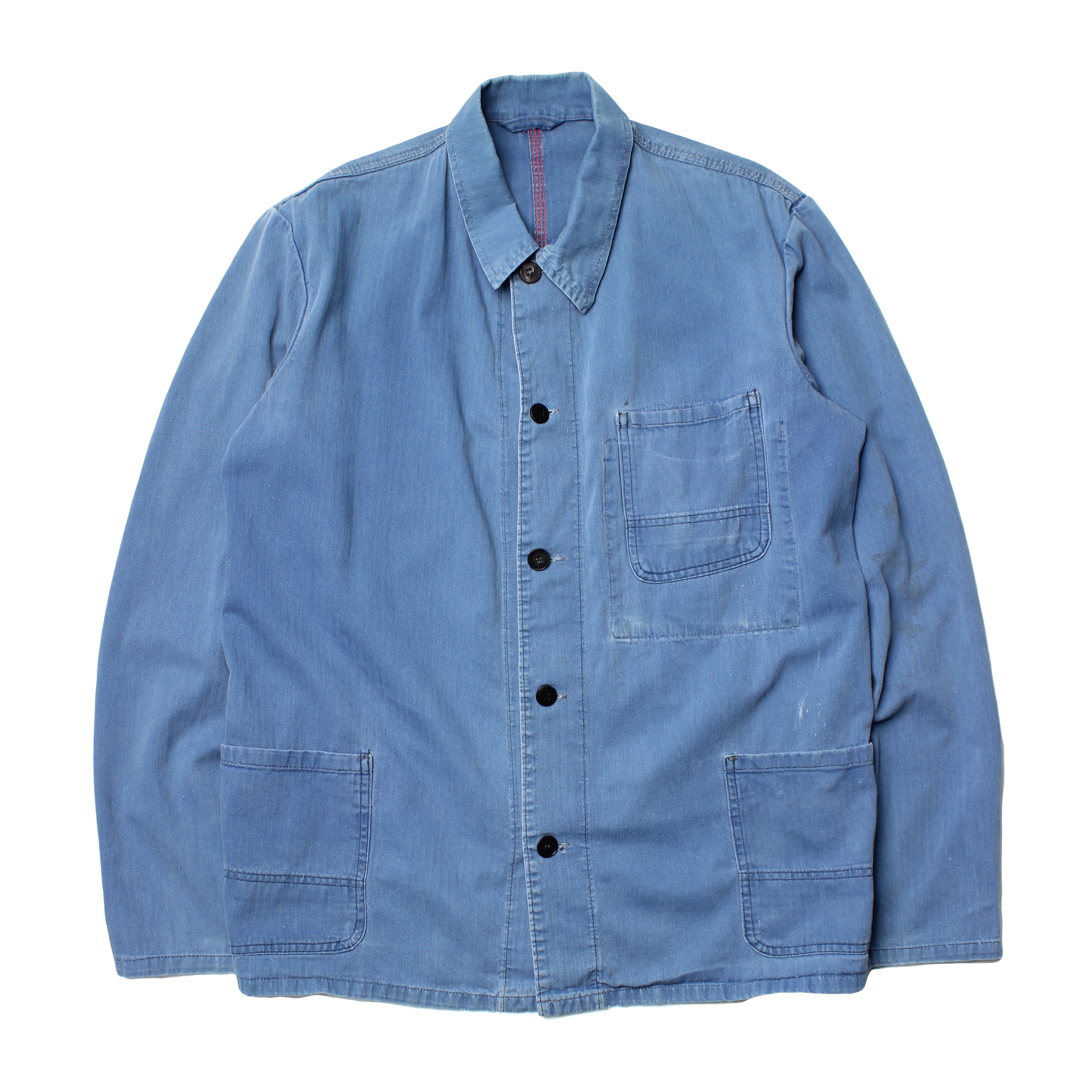French Herringbone HBT Faded Blue Cotton Chore L