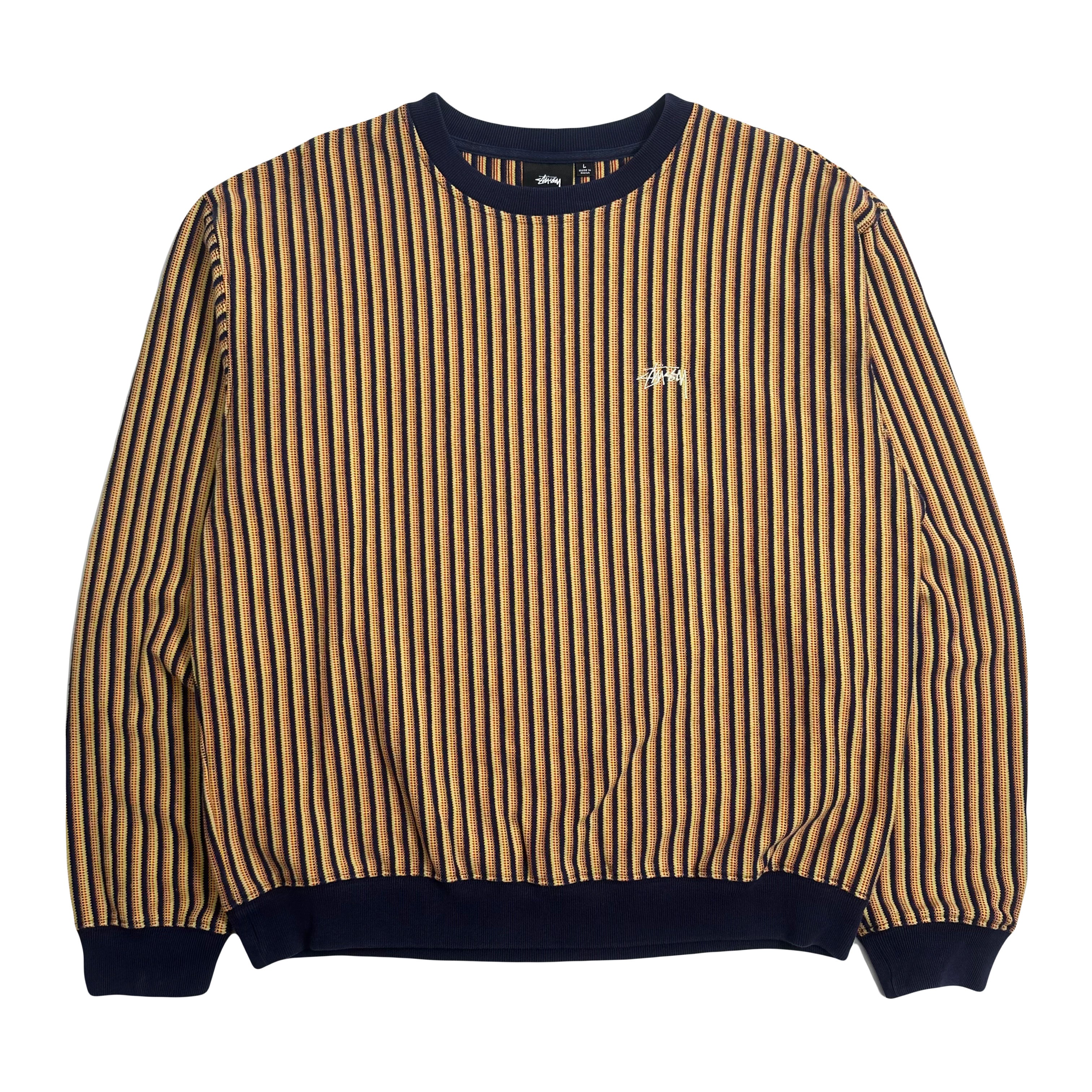 Stüssy Heavyweight Striped Crewneck L