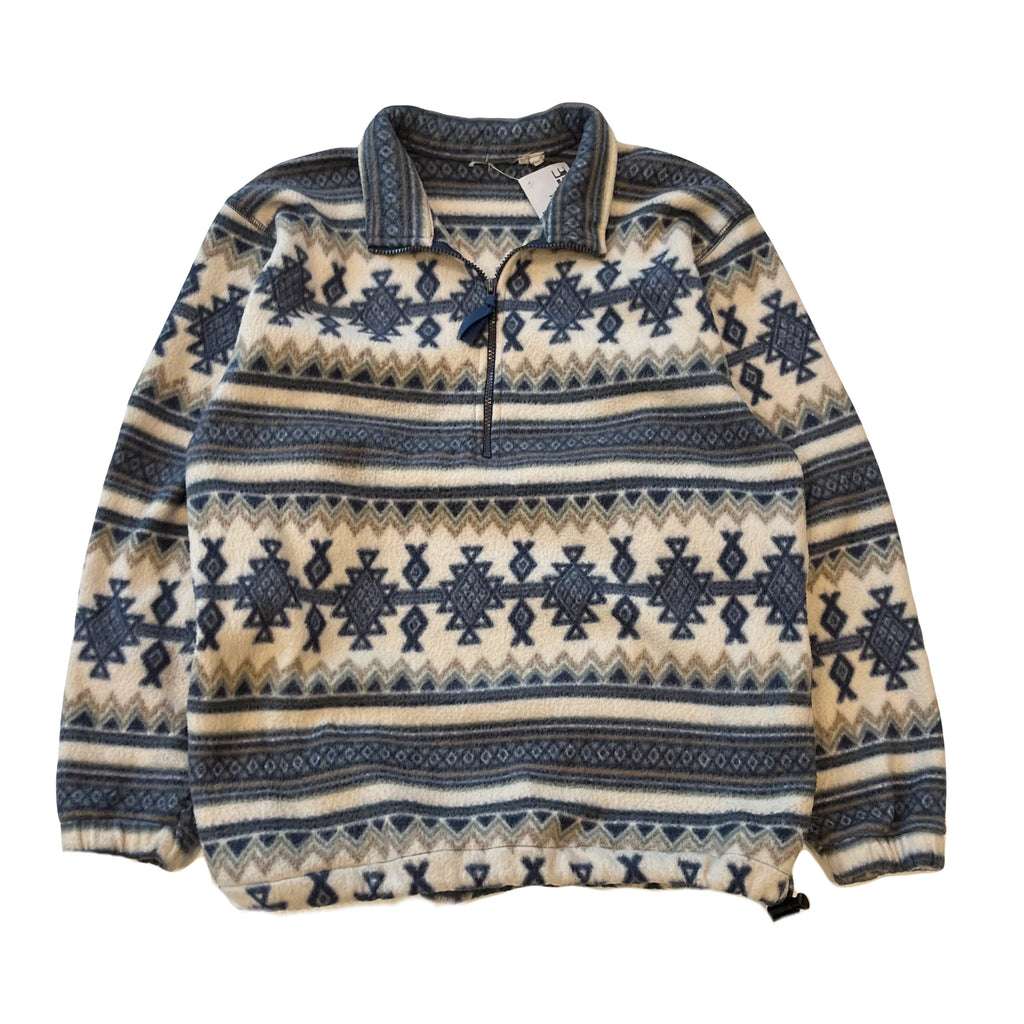 Vintage Pattern 1/4 Zip Fleece Pullover XL