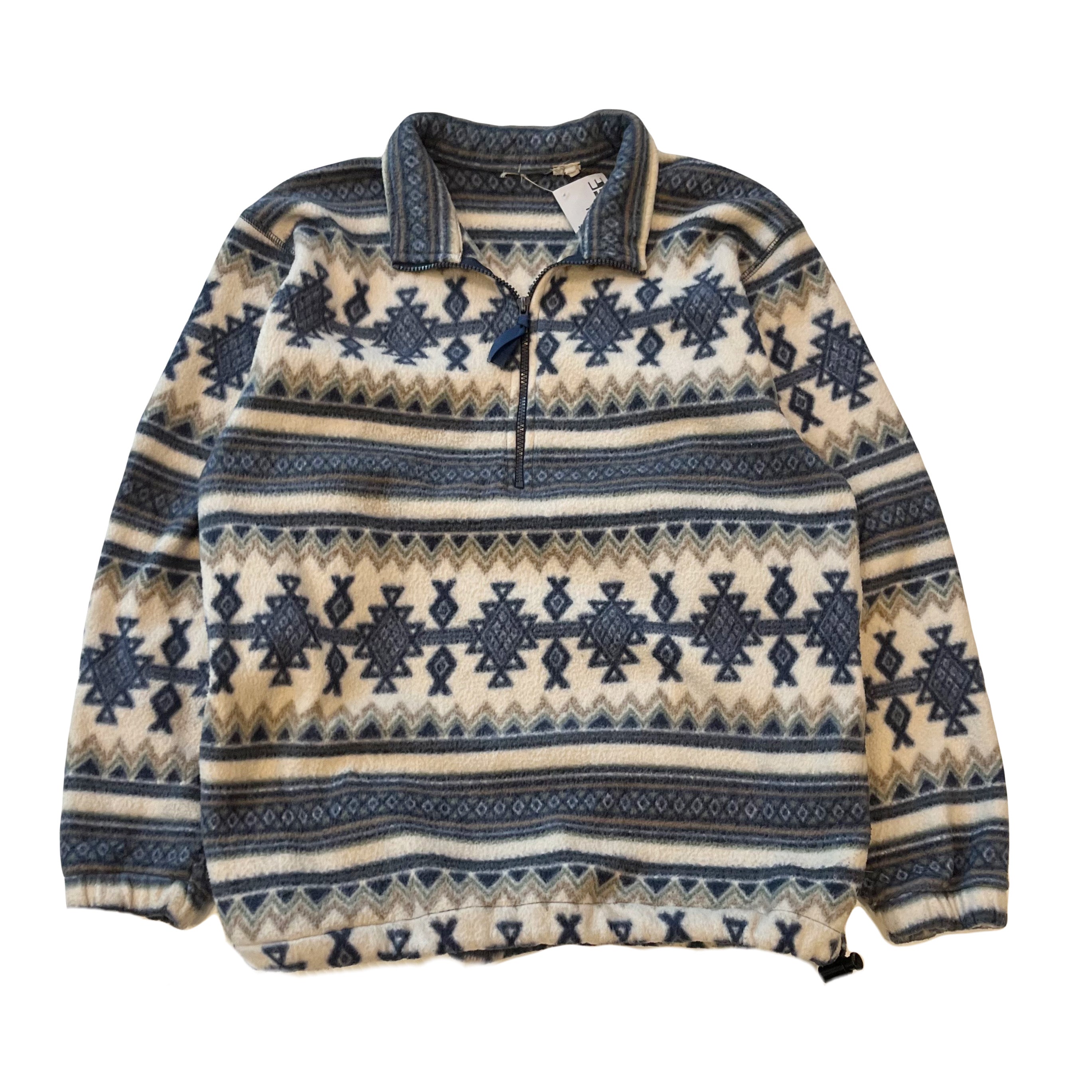 Vintage Pattern 1/4 Zip Fleece Pullover XL