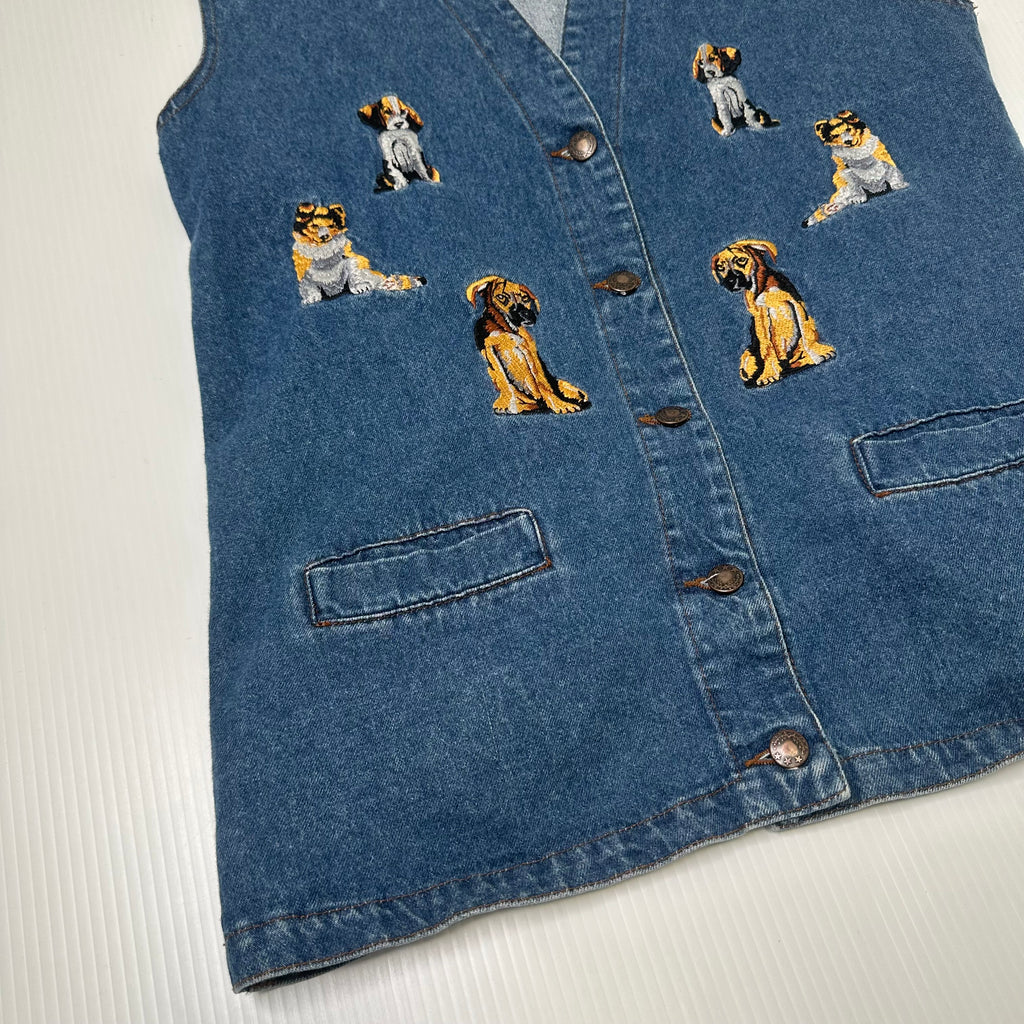 Vintage Casey Coleman Dog Denim Vest L