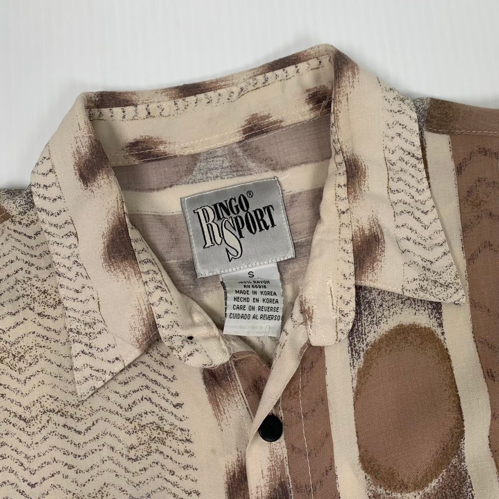 Vintage Ringo Sport Abstract Pattern Short Sleeve Button Up S