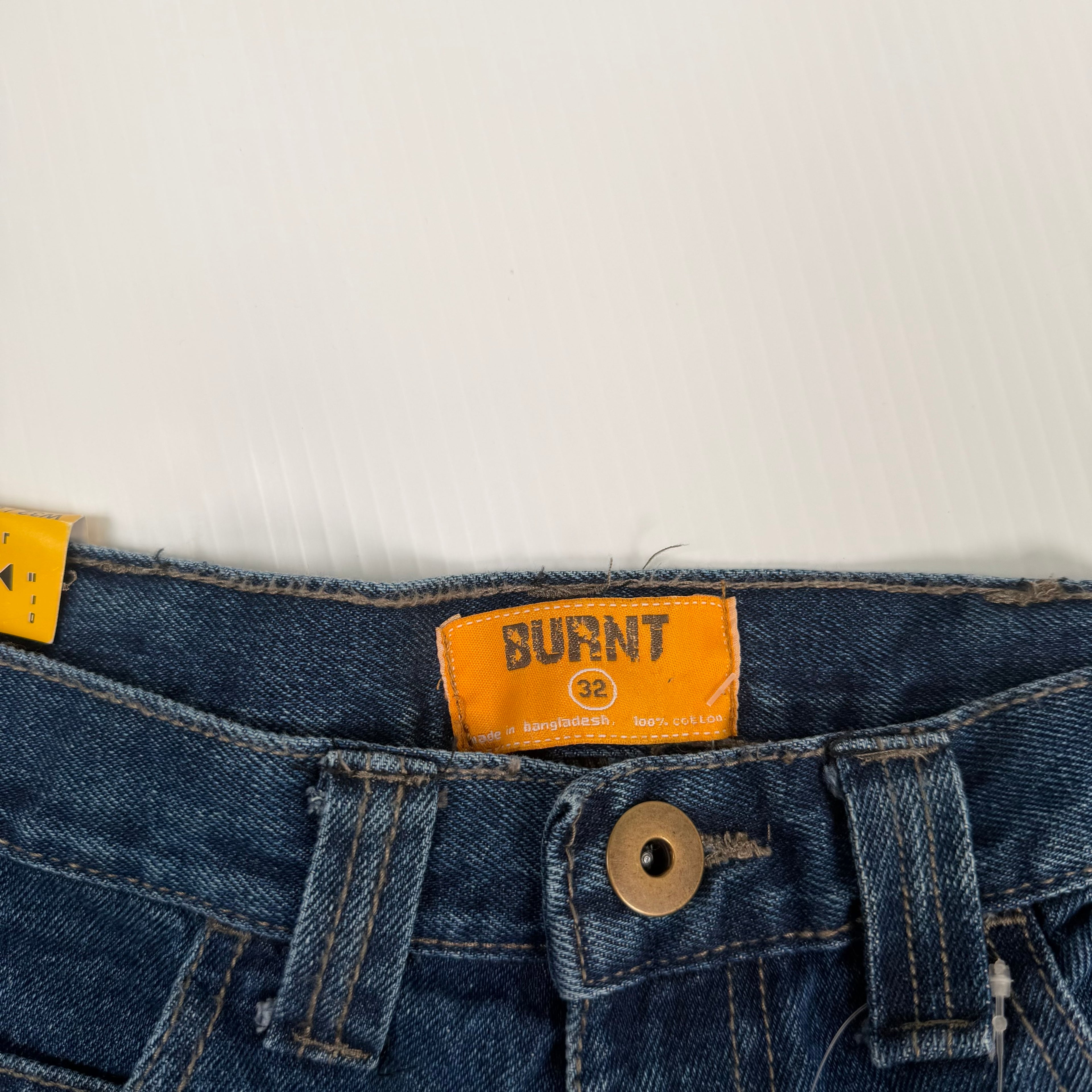 Burnt Baggy Dark Wash Denim Shorts 32