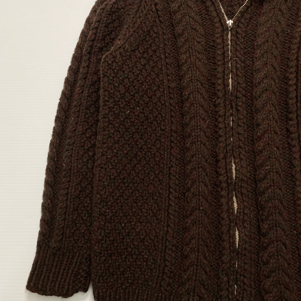 Vintage Brown Full Zip Sweater L