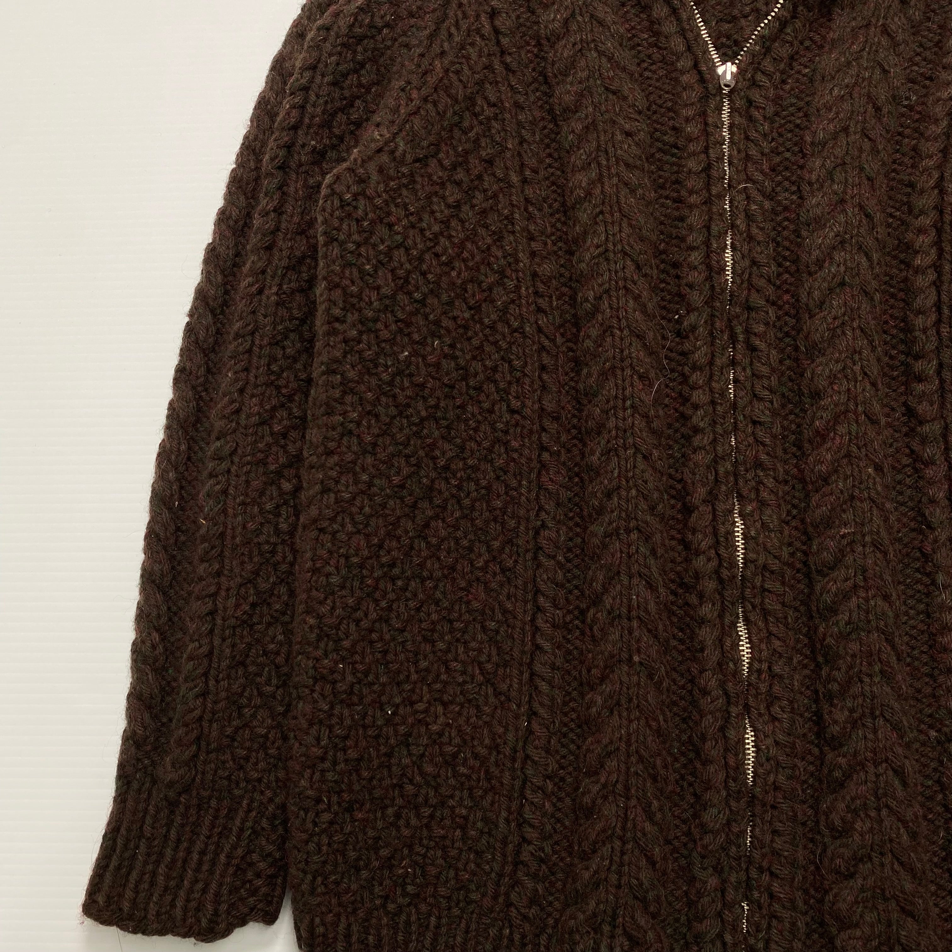 Vintage Brown Full Zip Sweater L
