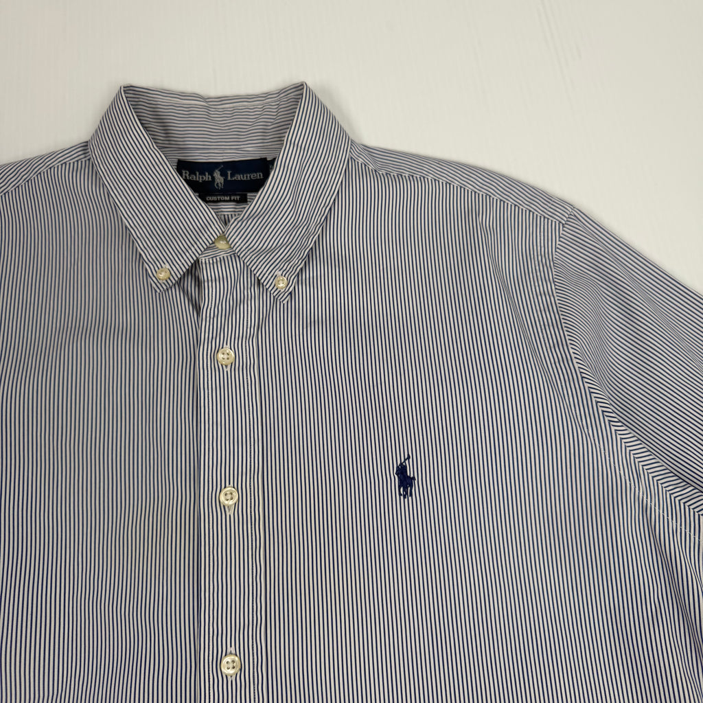 Vintage Ralph Lauren Pinstripe Short Sleeve Button Up Shirt XL