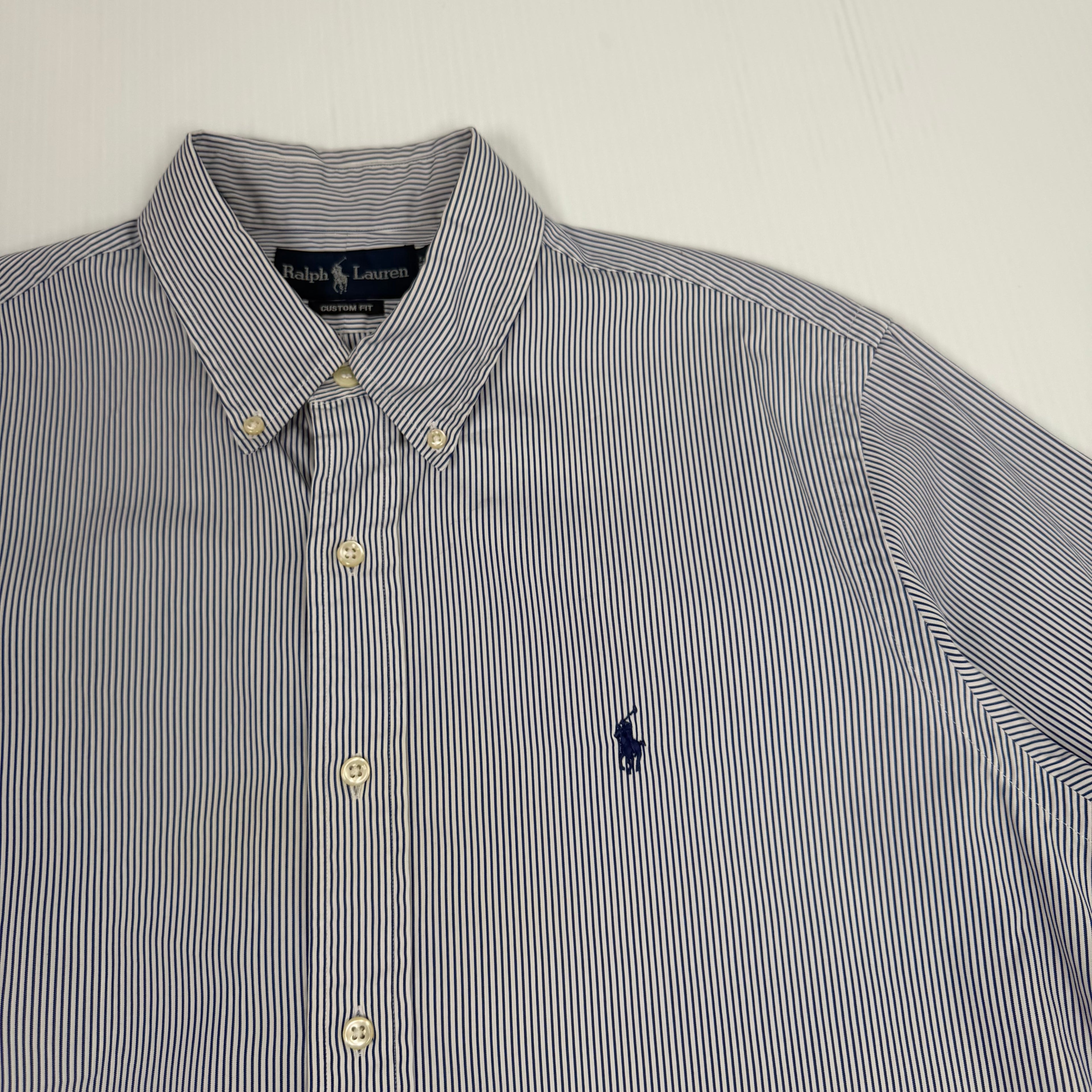 Vintage Ralph Lauren Pinstripe Short Sleeve Button Up Shirt XL
