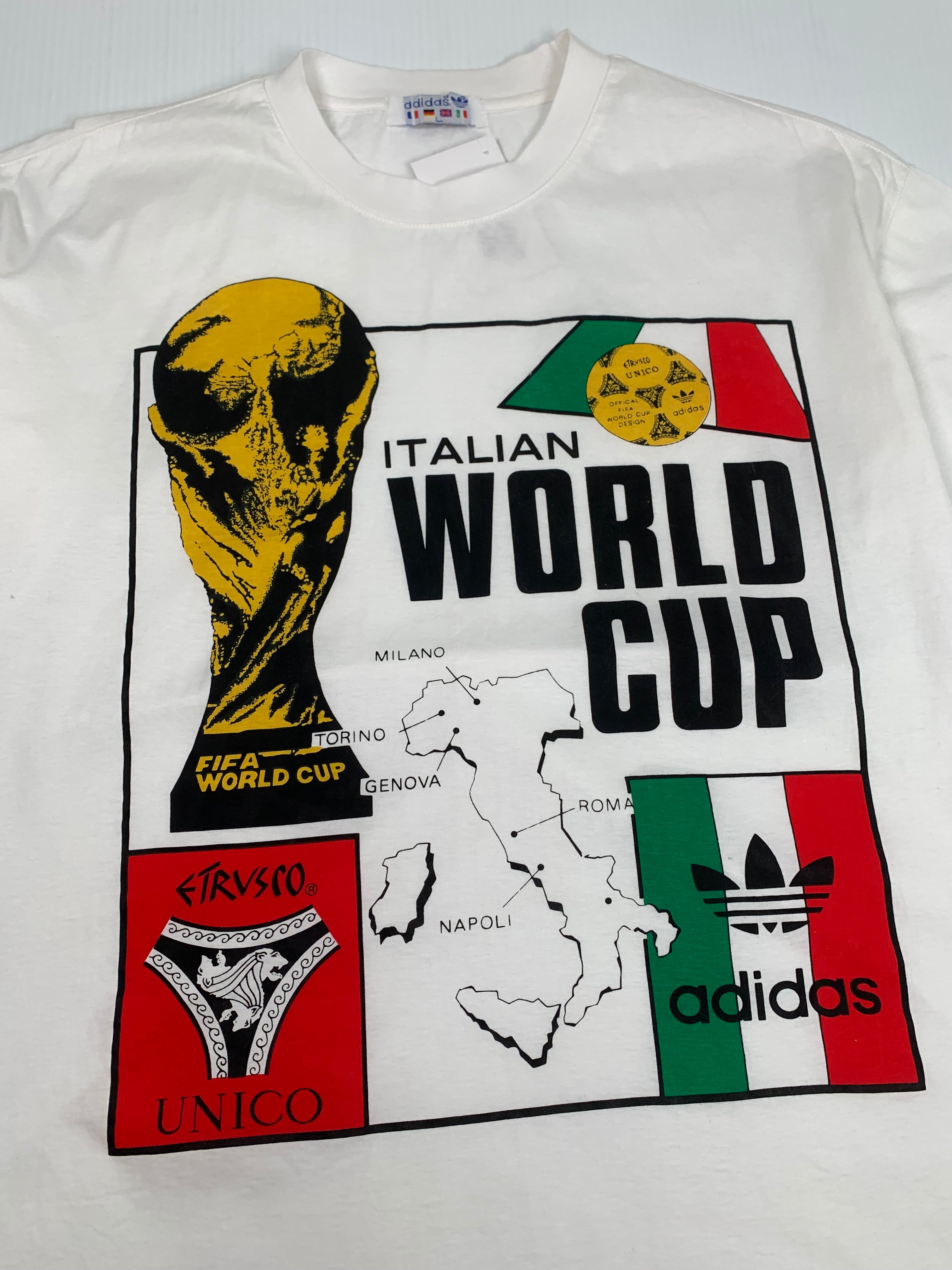 Vintage Adidas World Cup Italia 90 Trophy Tee L