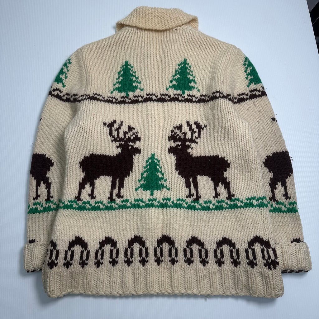 Vintage Cowichan Knit Elk Sweater XL
