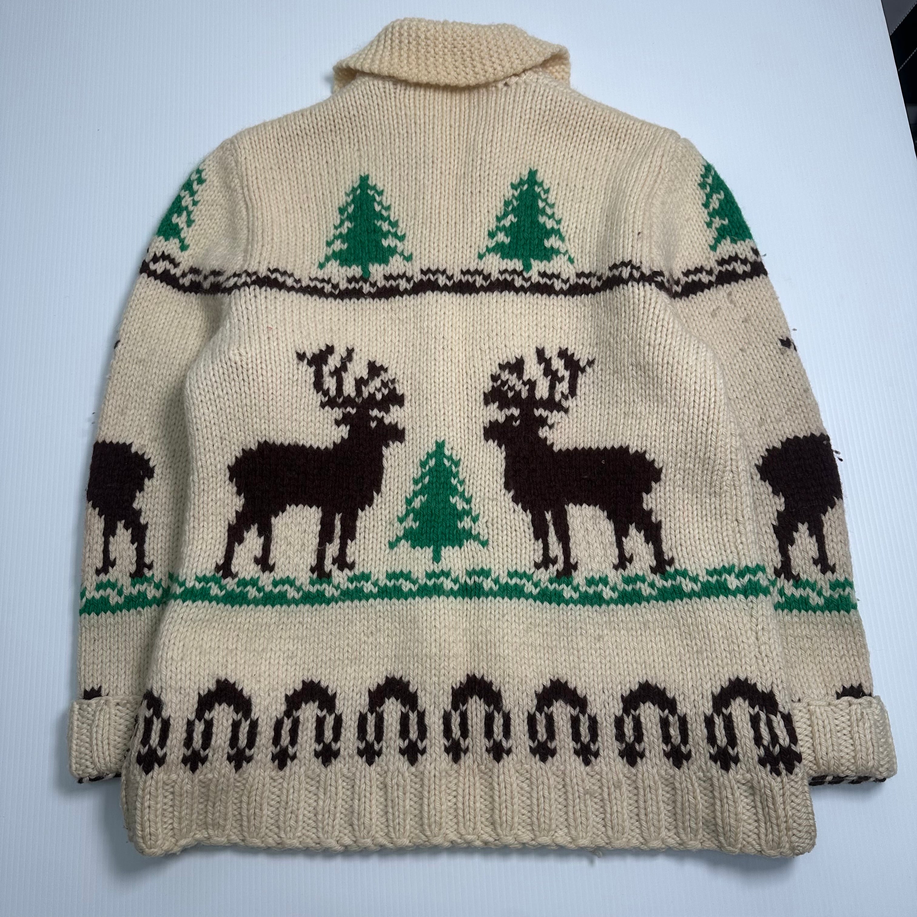 Vintage Cowichan Knit Elk Sweater XL