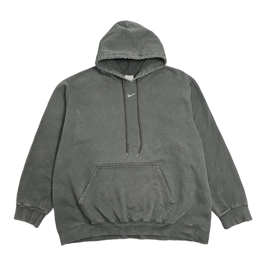 Y2K Nike Black Centre Swoosh Hoodie 2XL